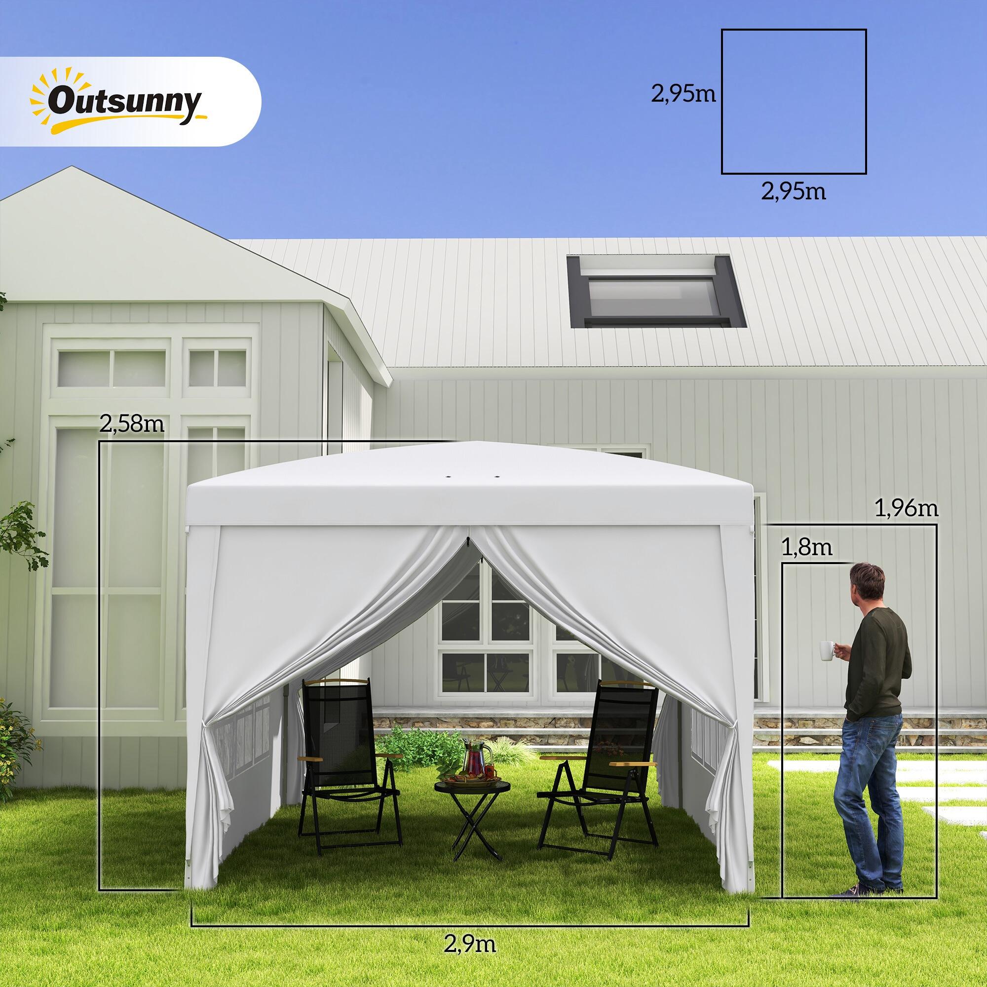 Tenda de exterior Outsunny 295x295x196-258 cm branco 3/7