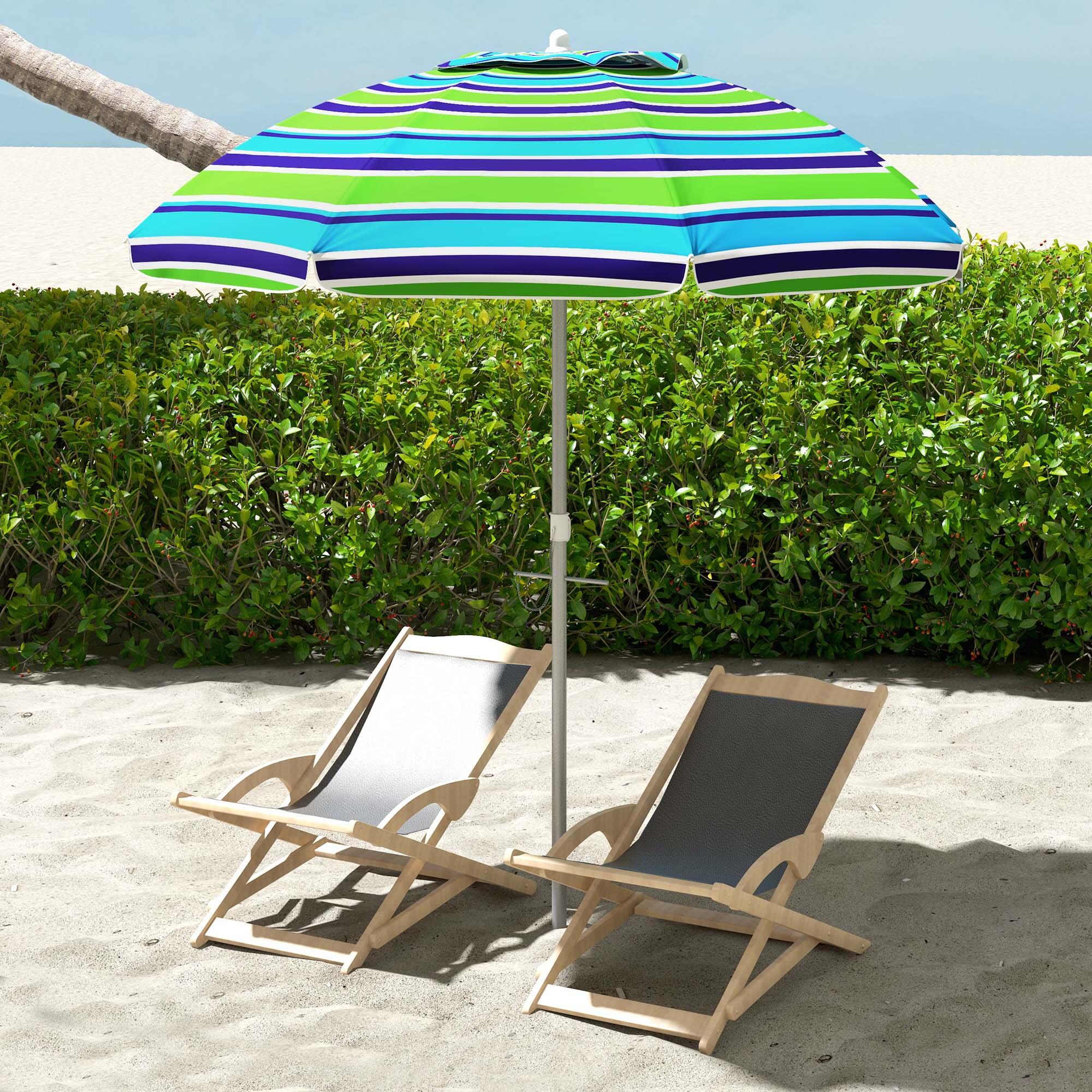 Sombrilla de Playa Outsunny 178x178x205 cm Multicolor 2/7