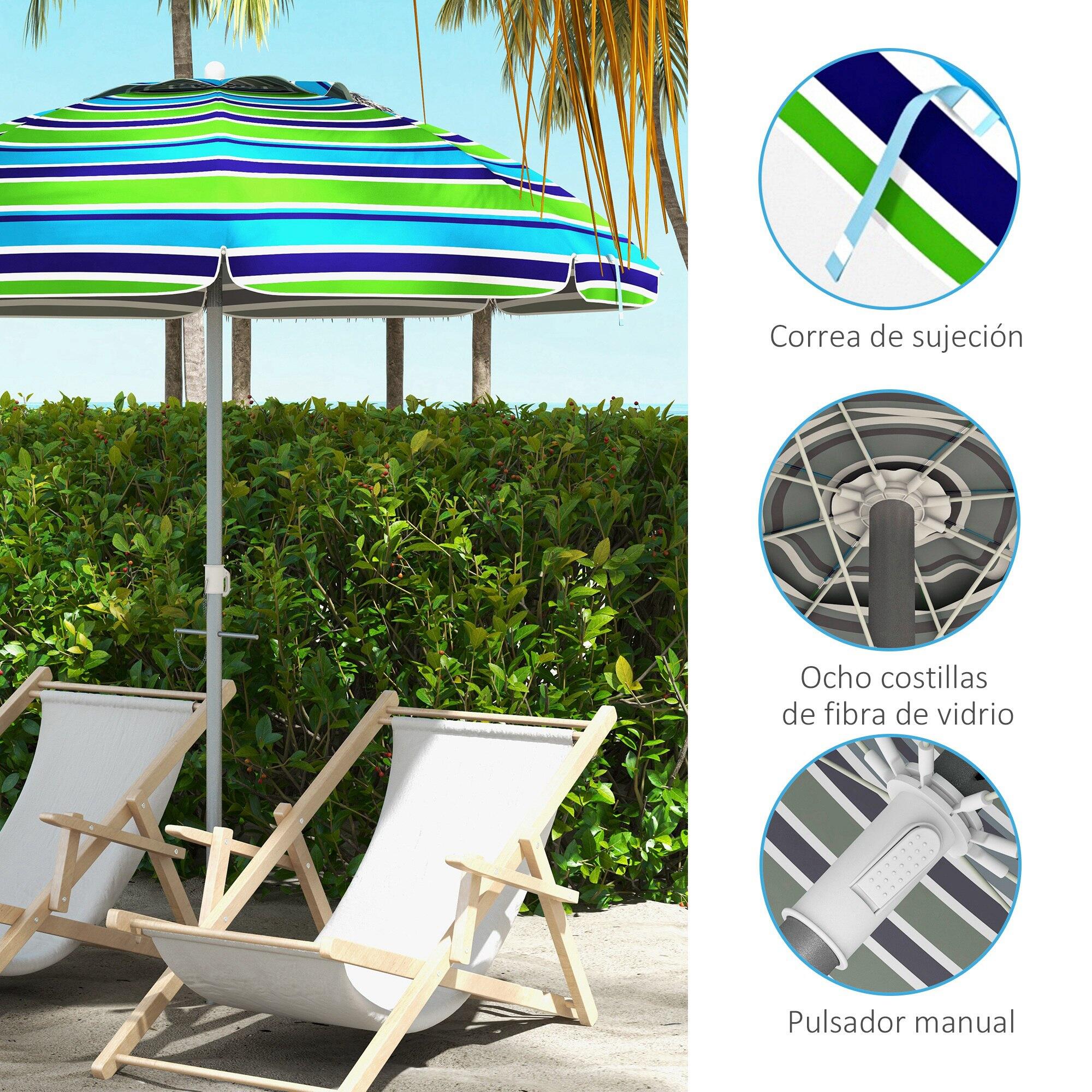 Sombrilla de Playa Outsunny 178x178x205 cm Multicolor 4/7