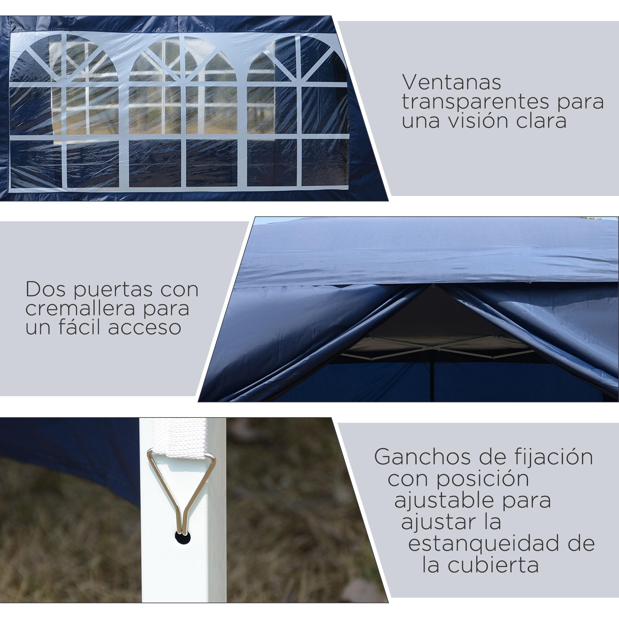 Carpa Evento Deportivo Outsunny 295x295x258 cm Azul 6/7