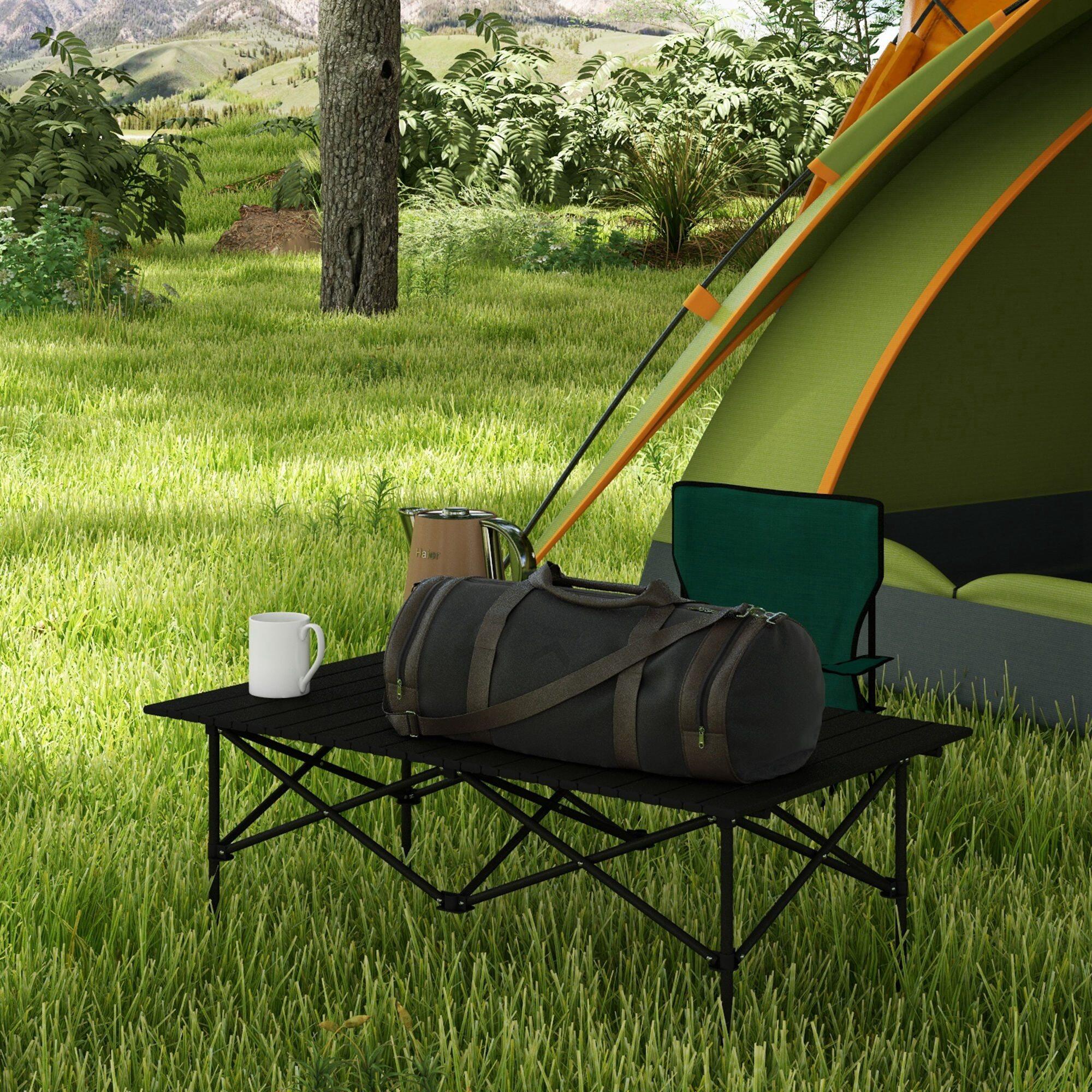 Mesa de Camping Outsunny 95x55x50 cm Negro 4/7
