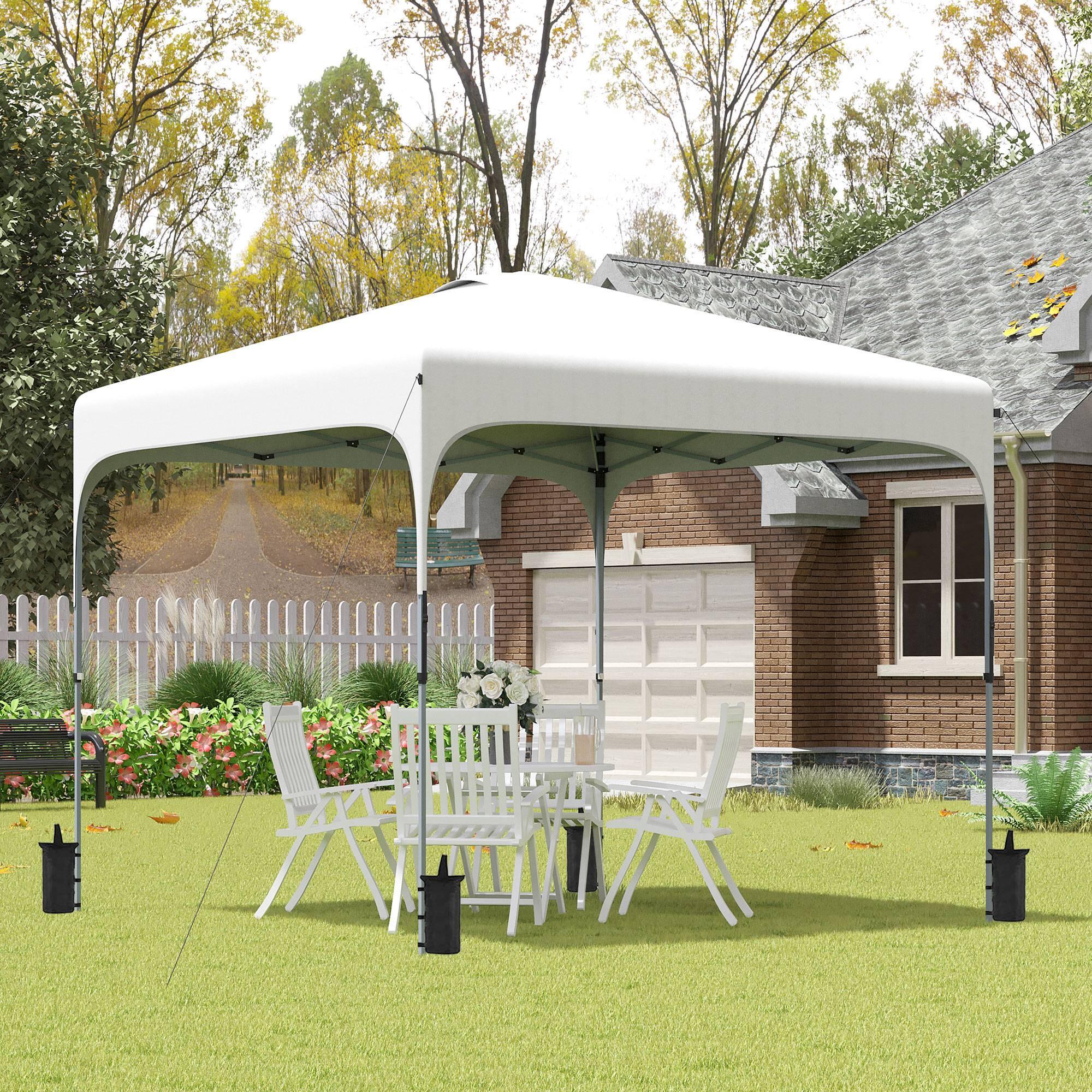 Outsunny Toldo Dobrável 2,5x2,5x2,68cm Proteção UV 50+ Altura Ajustável Branco 2/7
