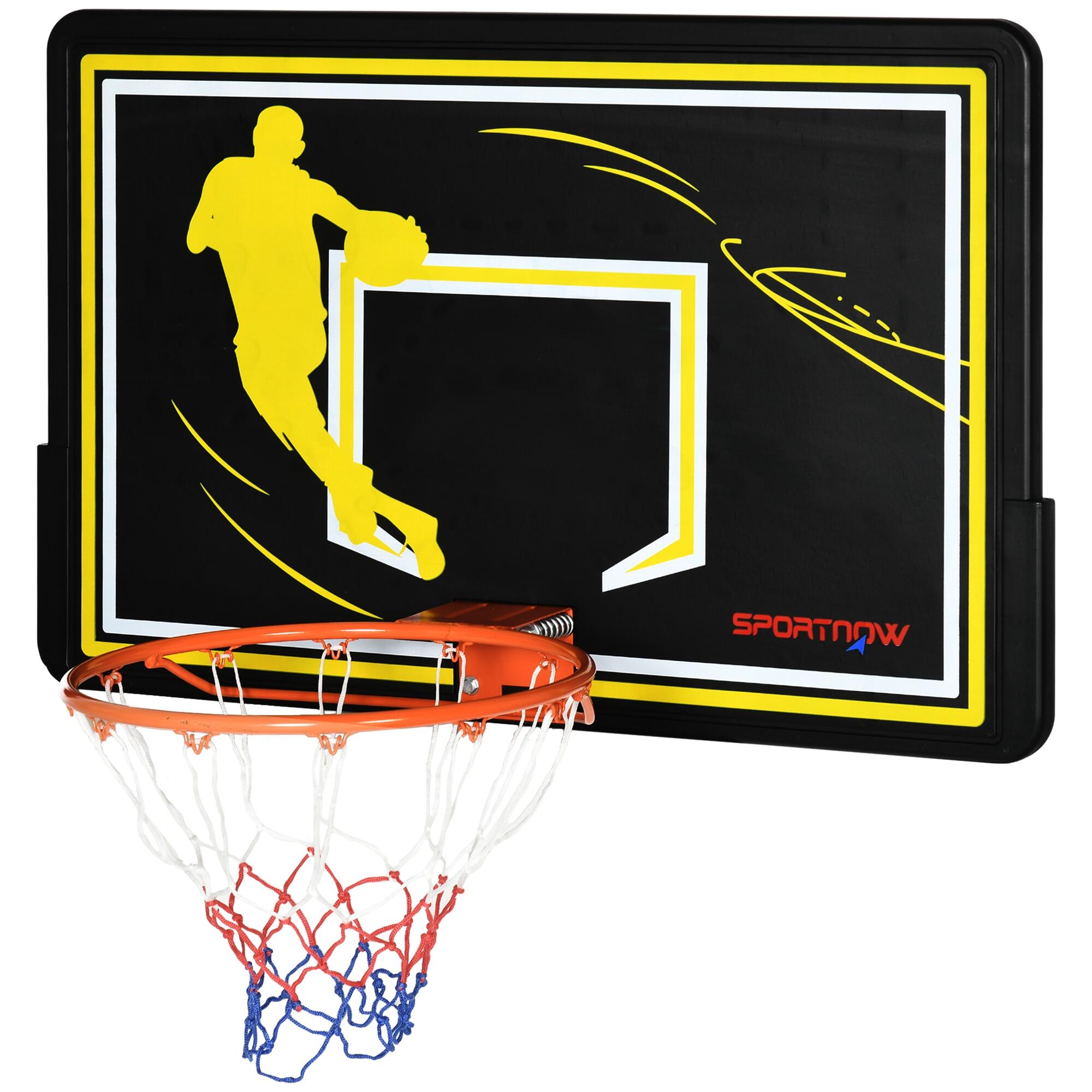 Tabela de basquetebol 110x90x70 cm preto e amarelo sportnow