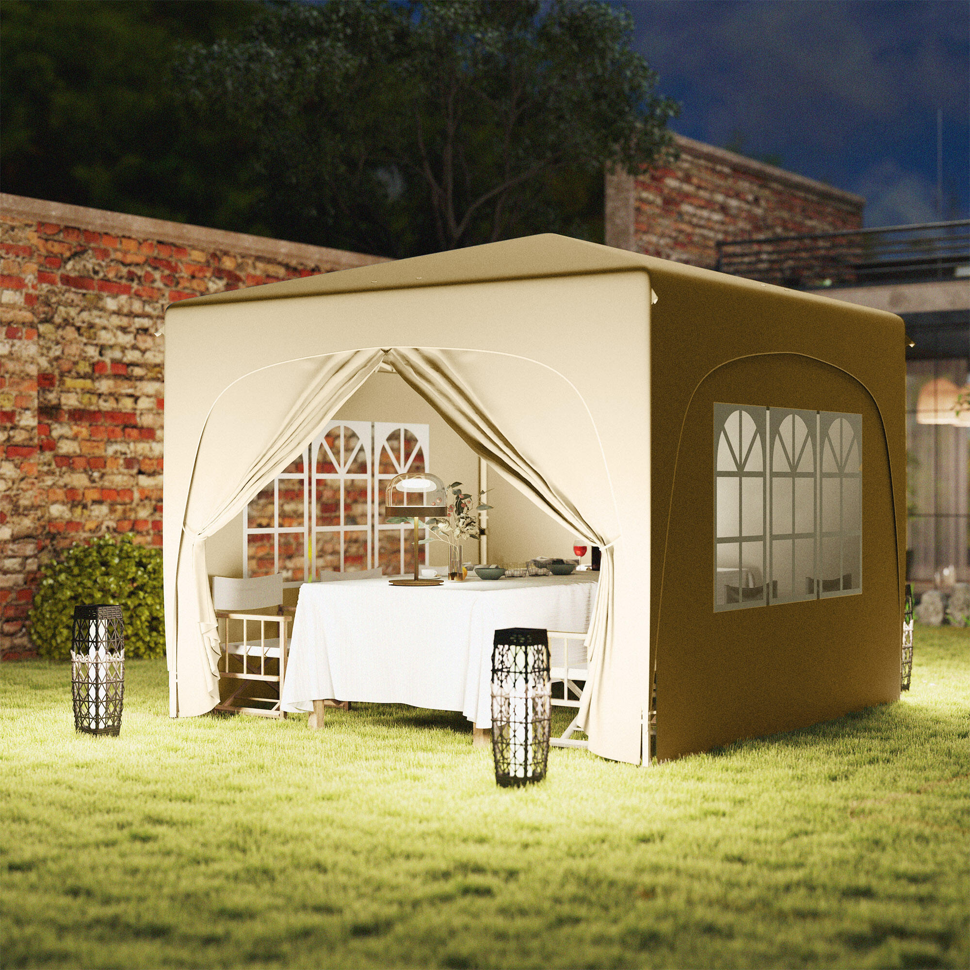 Tenda dobrável 300x300x273 cm cor de areia Outsunny 7/7