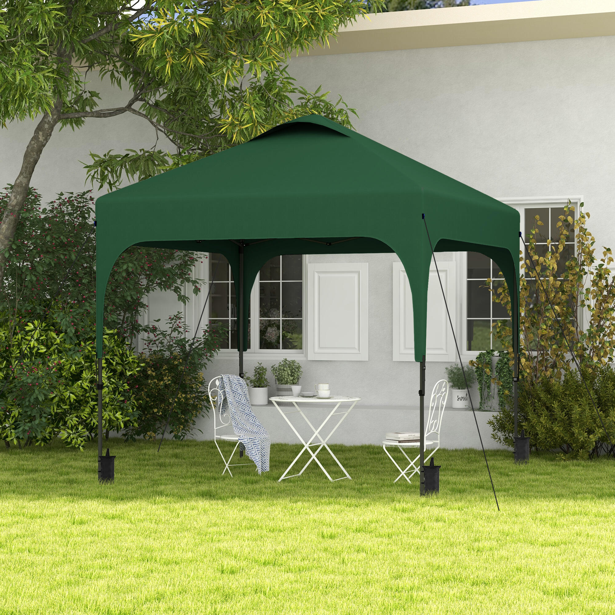Cenador para eventos deportivos Outsunny 253x253x268 cm Verde Oscuro 2/7