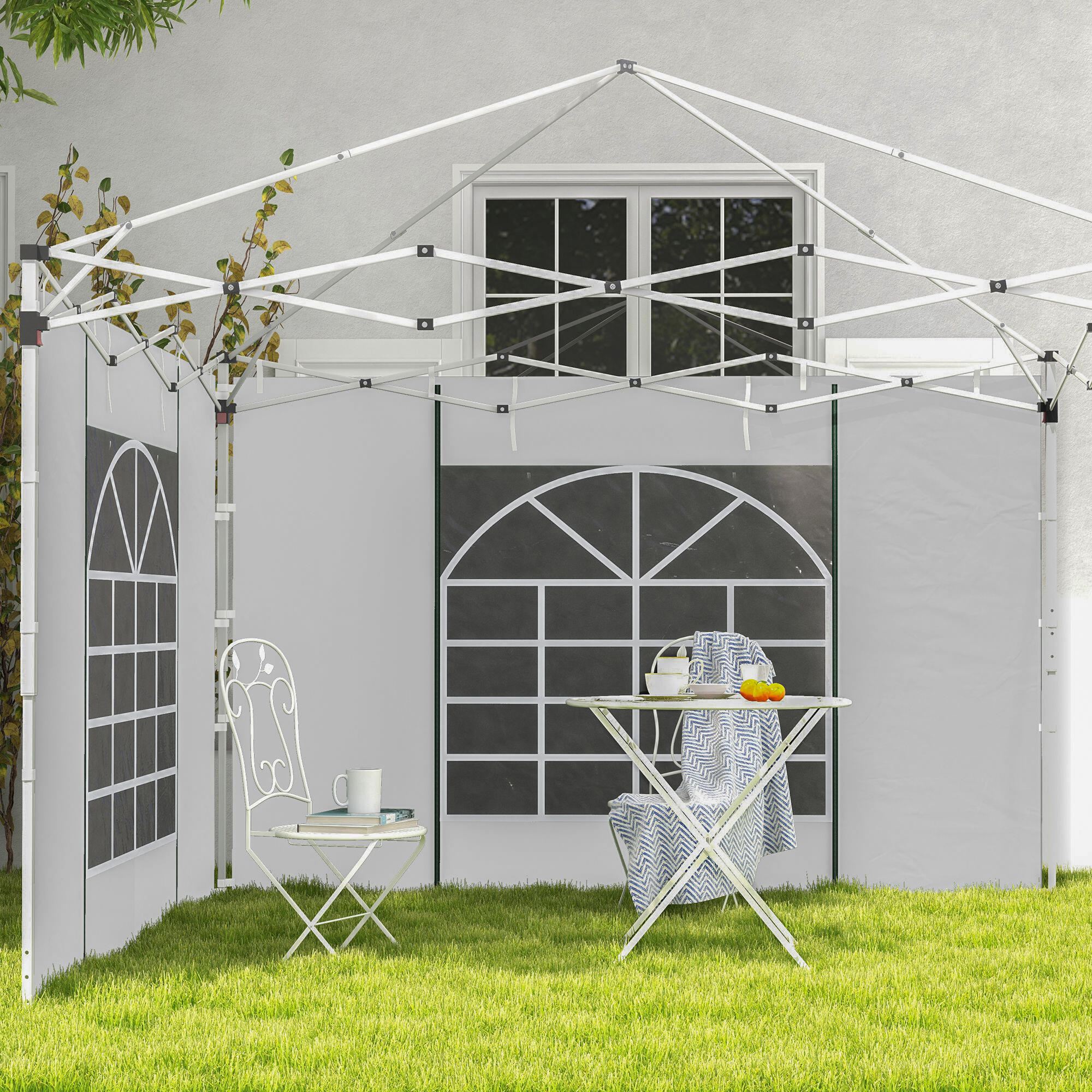 Paredes para Carpas de Eventos Deportivos Outsunny 295x195 cm Blanco 2/7