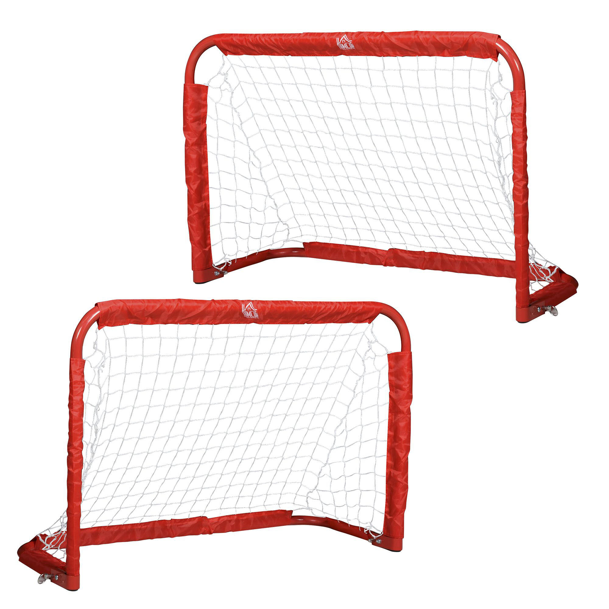 Set de 2 Porterías Plegables de Fútbol HOMCOM 90x36x60 cm Rojo 2/7
