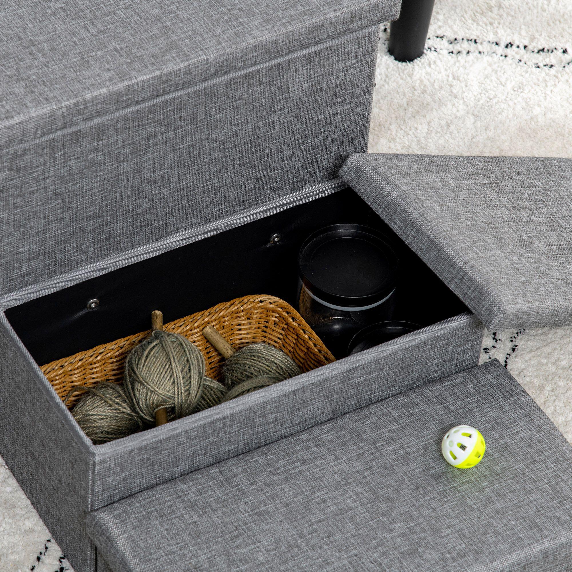 Escalera para Perros PawHut 63.5x42.5x40.5 cm Gris 4/7