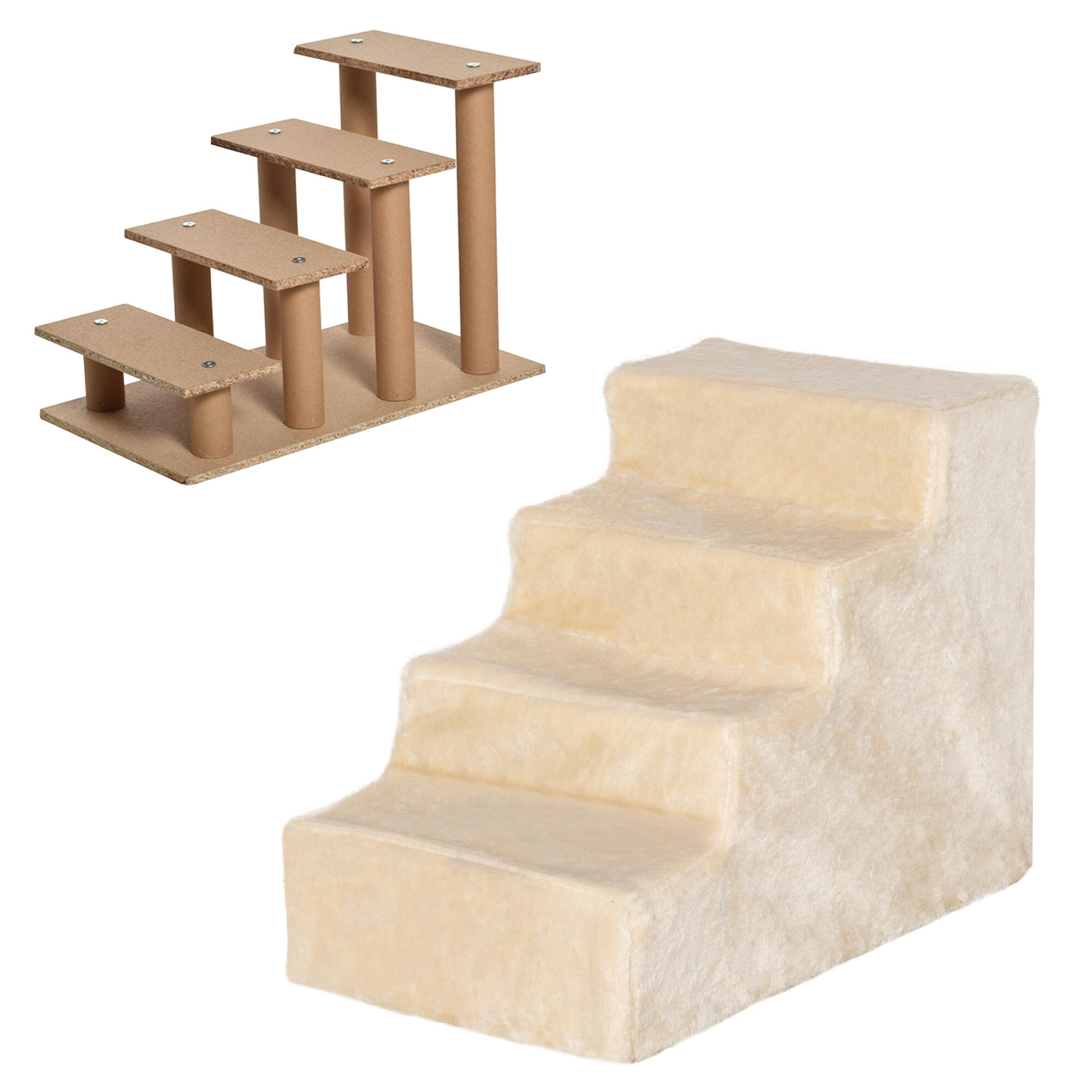 Escalera para Perros PawHut 60x35x44 cm Beige 4/7