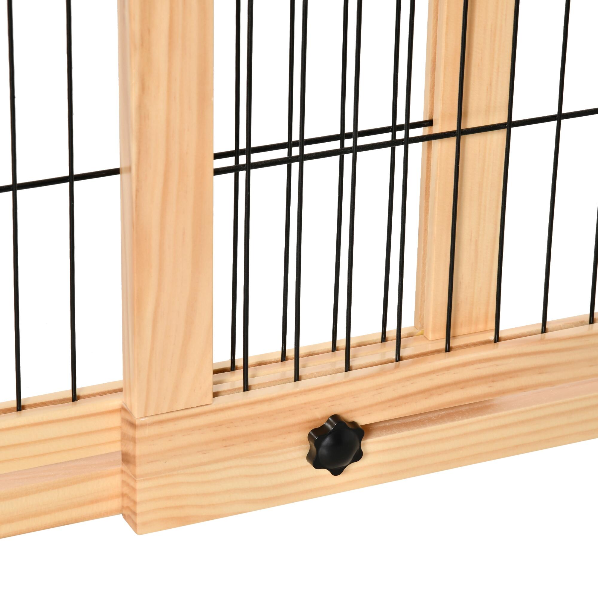 Barrera de Seguridad para Perros PawHut 183x36x69 cm Madera Natural 5/7
