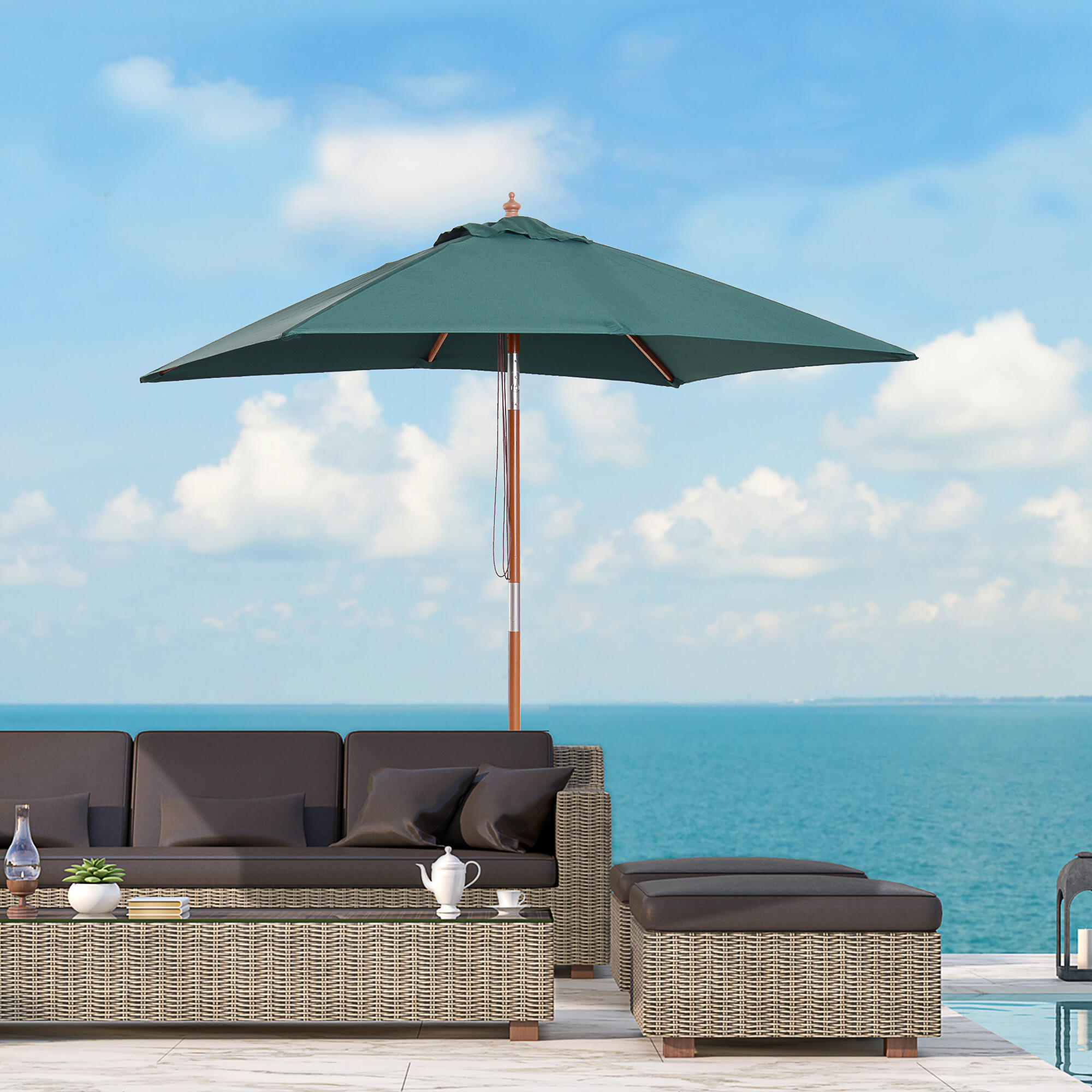 Sombrilla de camping Outsunny 200x150x235 cm Verde 2/7