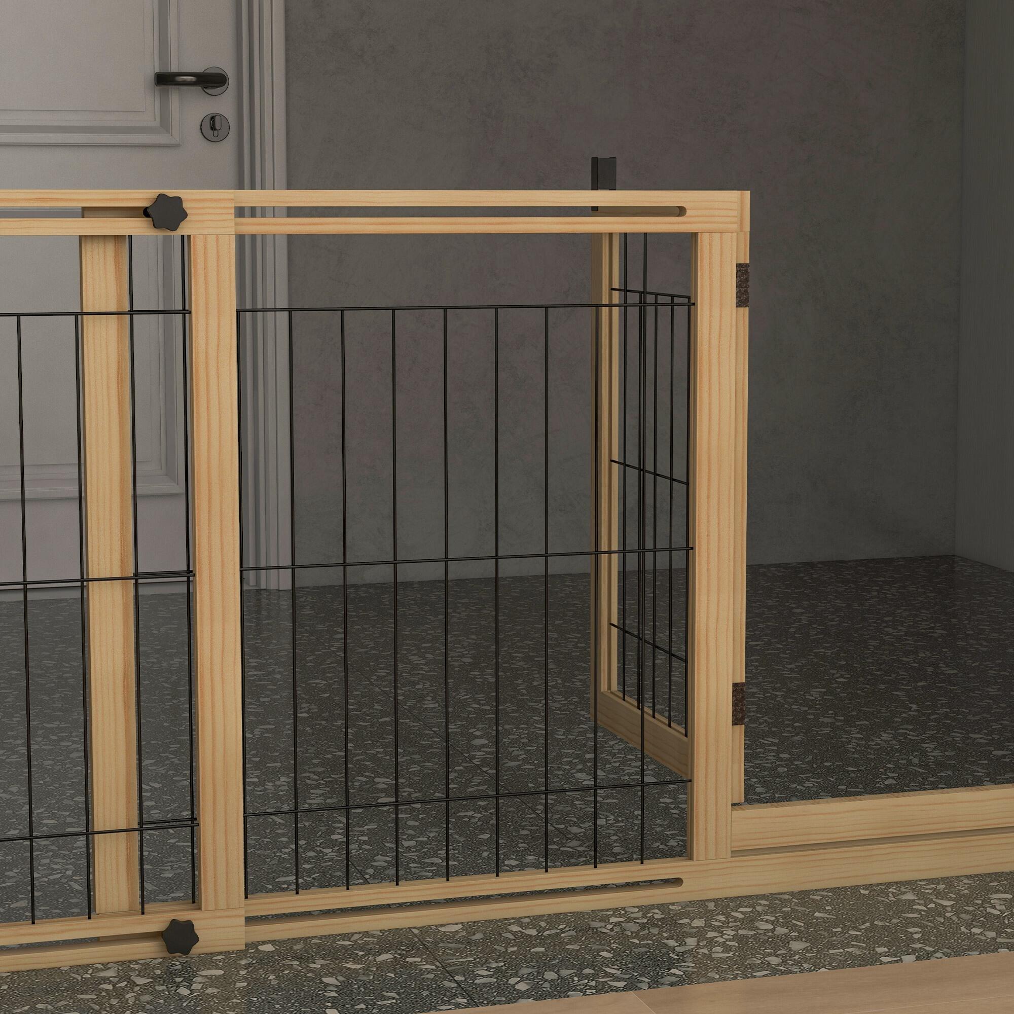 Barrera para Perros PawHut 159x44x70 cm Madera Natural 5/7