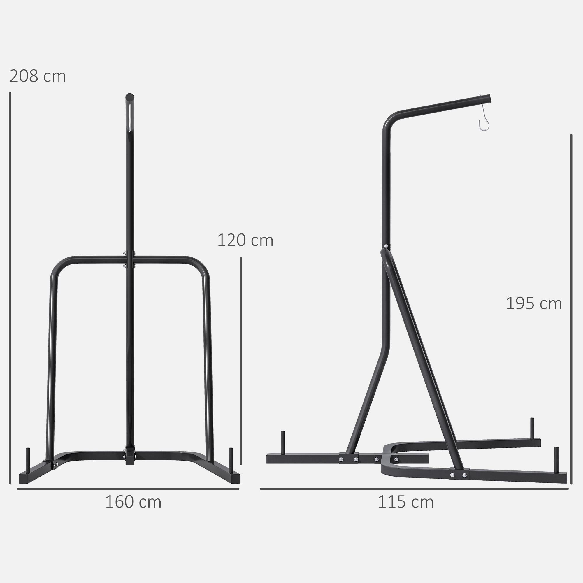 Suporte saco de boxe 160x115x208 cm preto SPORTNOW 3/7
