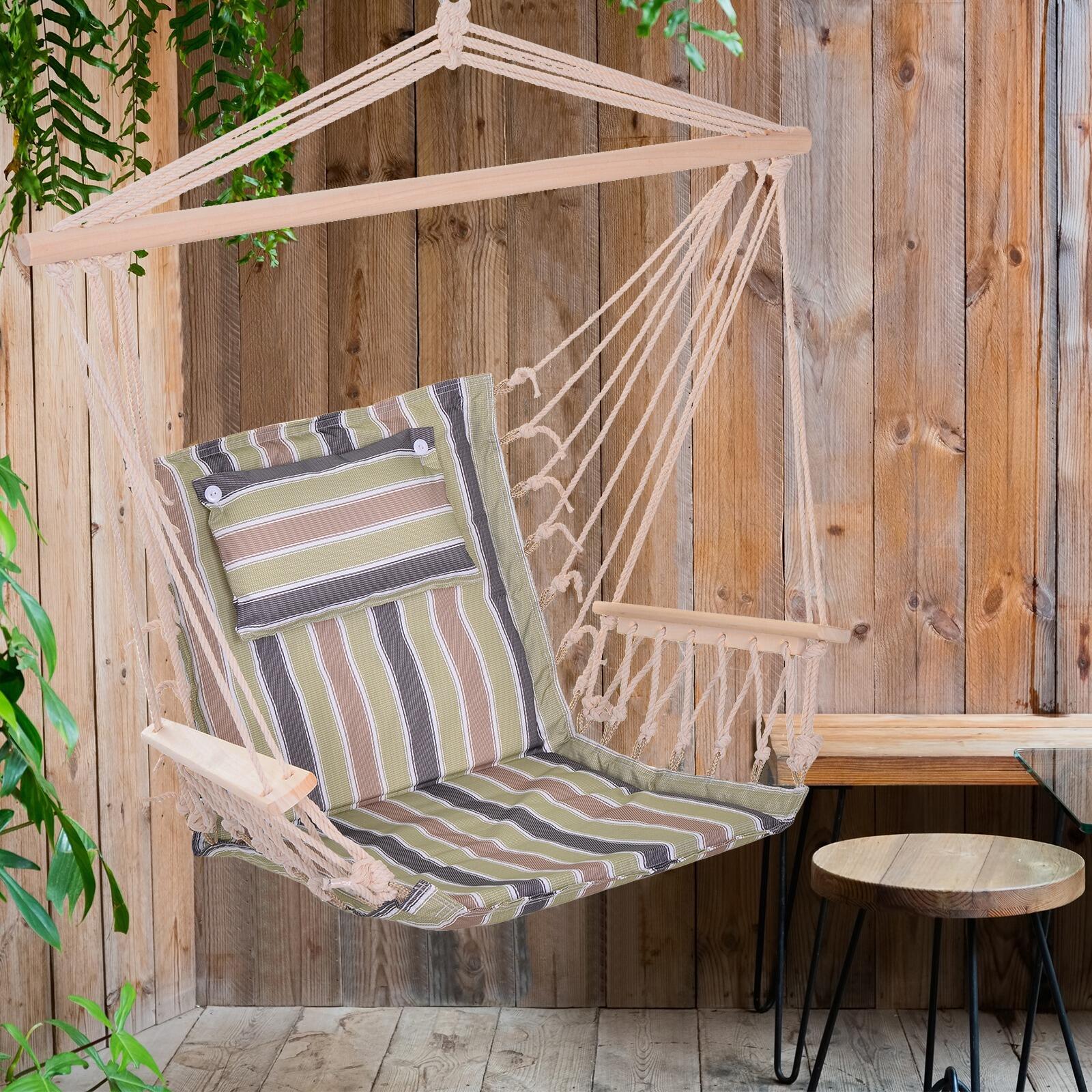 Silla Colgante Outsunny 100x106 cm Rayas Multicolor 2/7