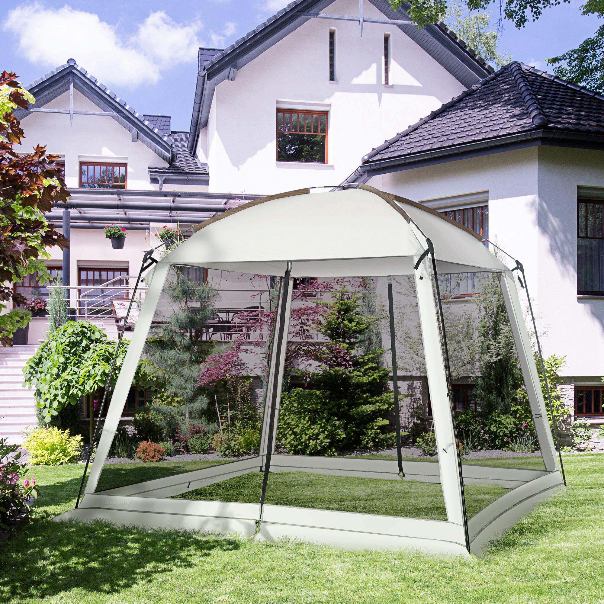 Carpa para eventos deportivospara 6-8 personas Outsunny 300x300x240 cm blanco 2/7