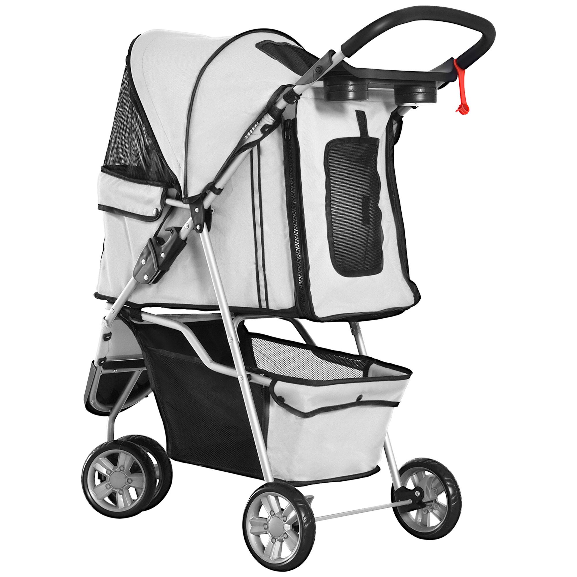 Cochecito para Perro y Gato PawHut 75x45x97 cm Gris 5/7