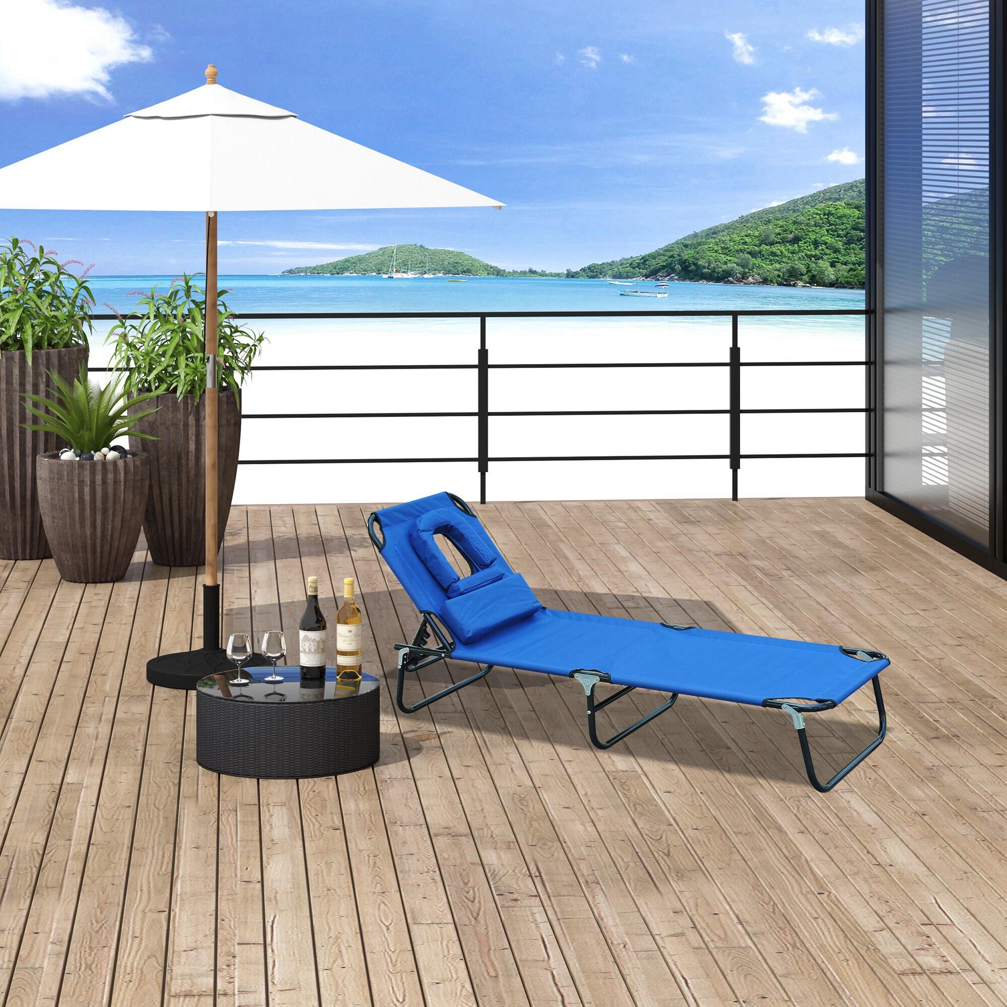 Tumbona Plegable Outsunny 190x56x28 cm Azul 5/7