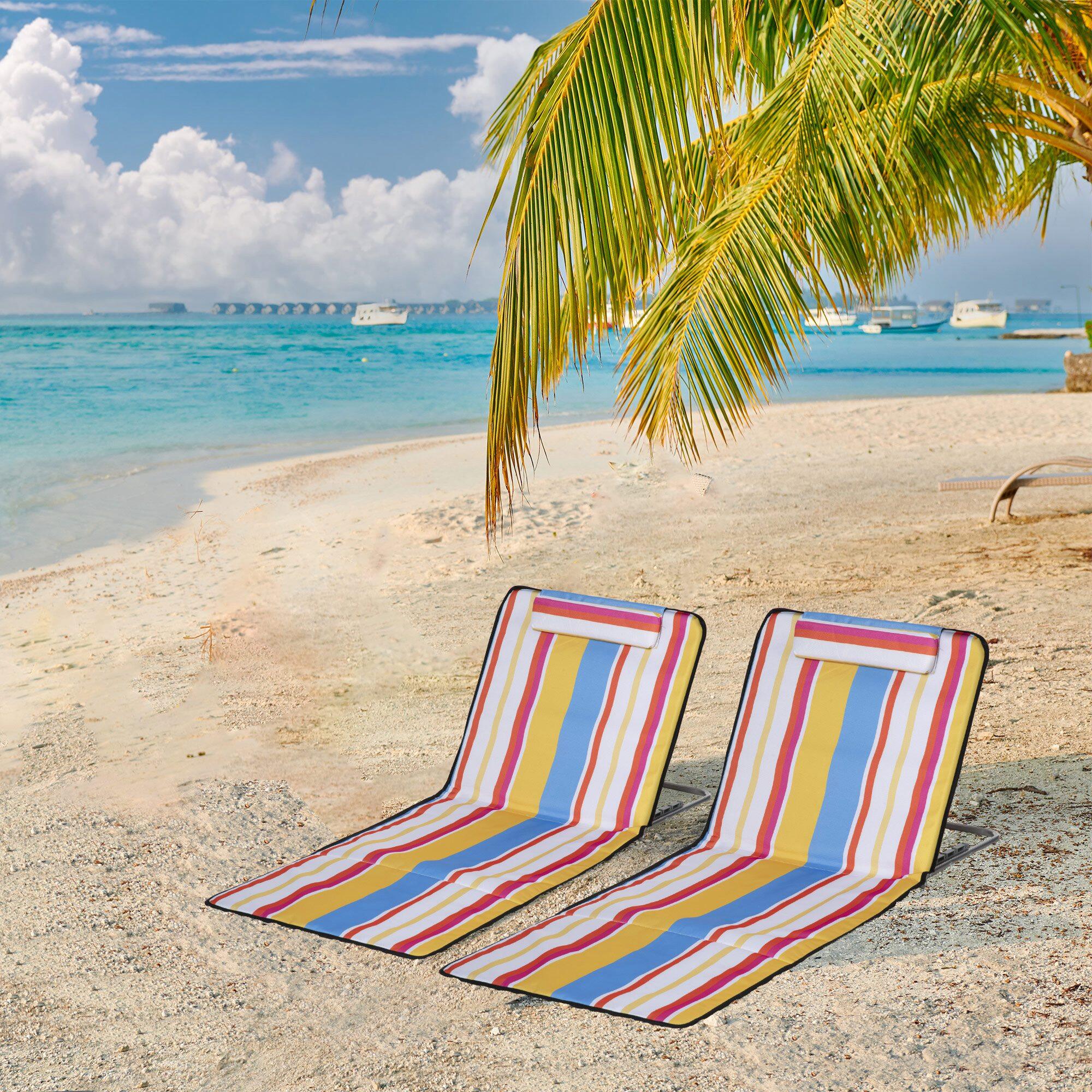Set de 2 Esteras de Playa Outsunny 124x53x50 cm Multicolor 2/7