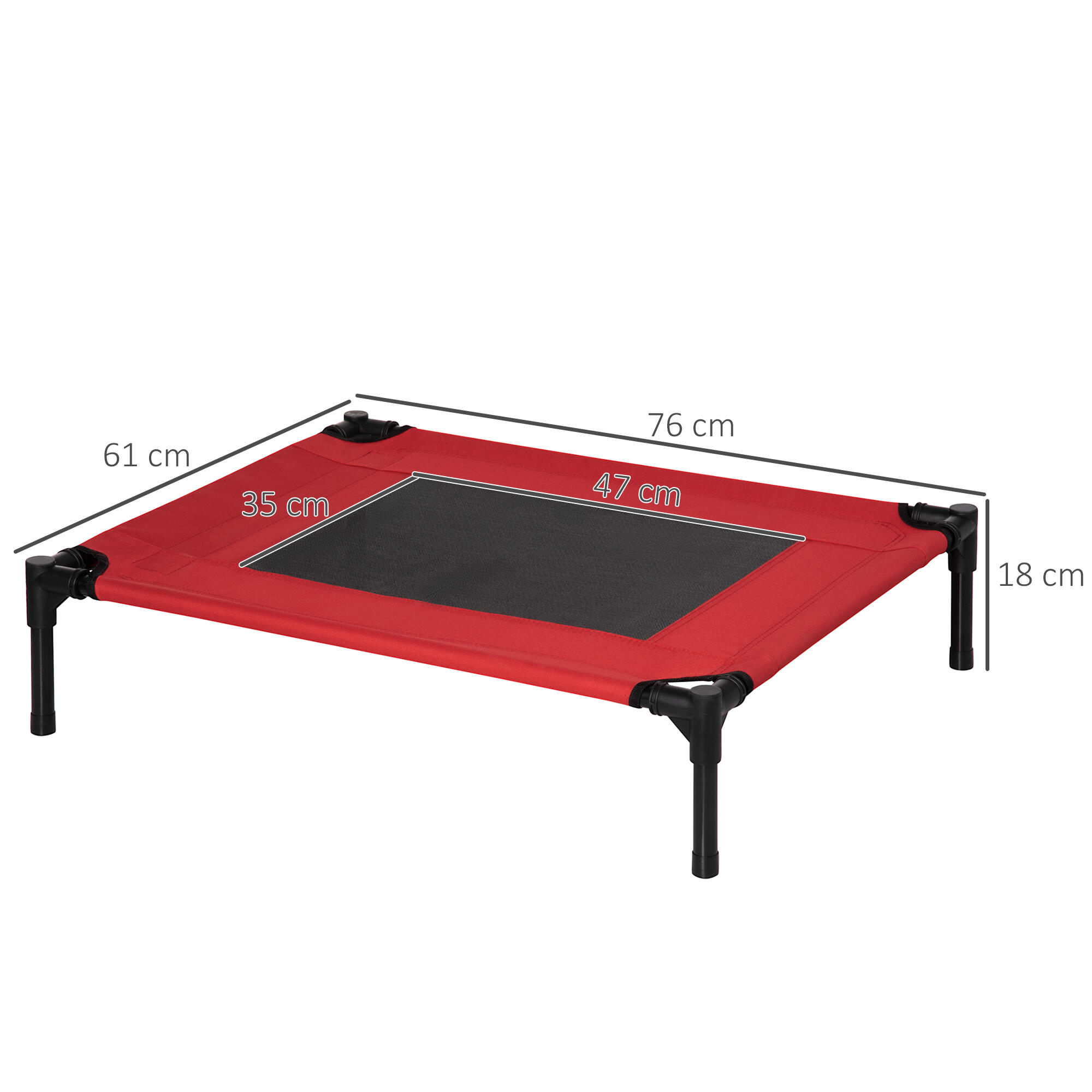 PawHut Cama Elevada para Perros  Portátil Cama para Mascotas 76x61x18 cm Rojo 3/7