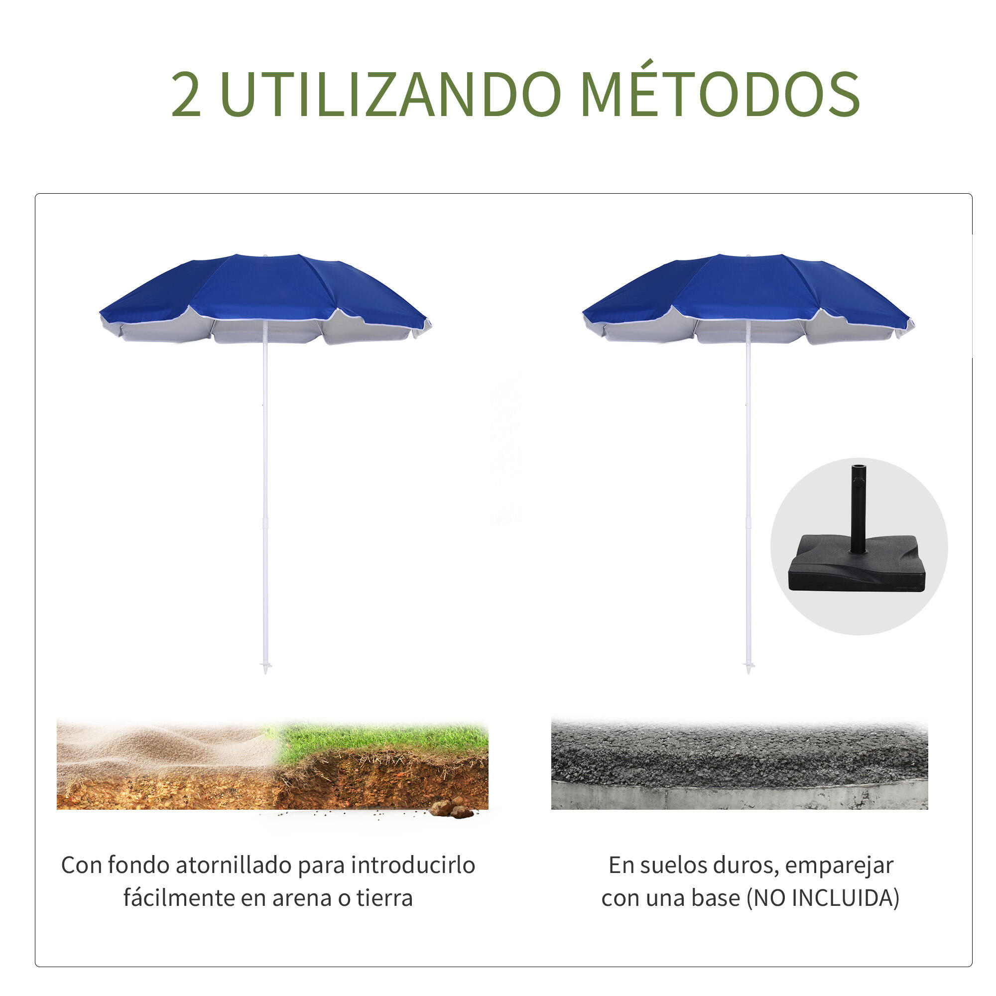 Chapéu de sol de praia ø160x205 cm azul Outsunny 4/7