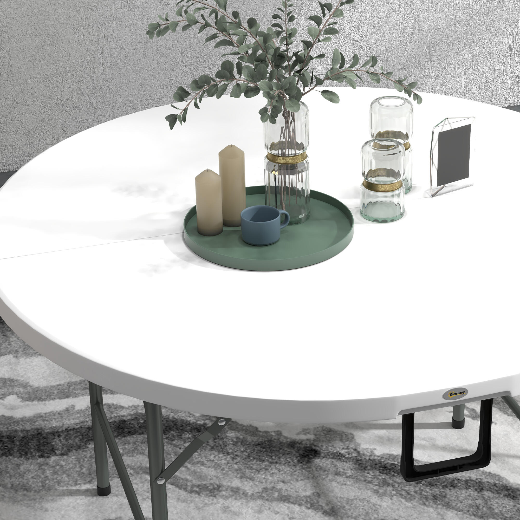Mesa de exterior ø122x73 cm branco Outsunny 5/7