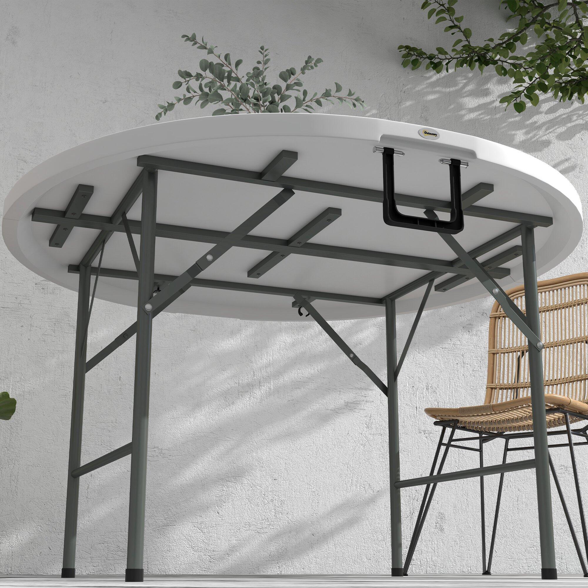 Mesa de exterior ø122x73 cm branco Outsunny 4/7
