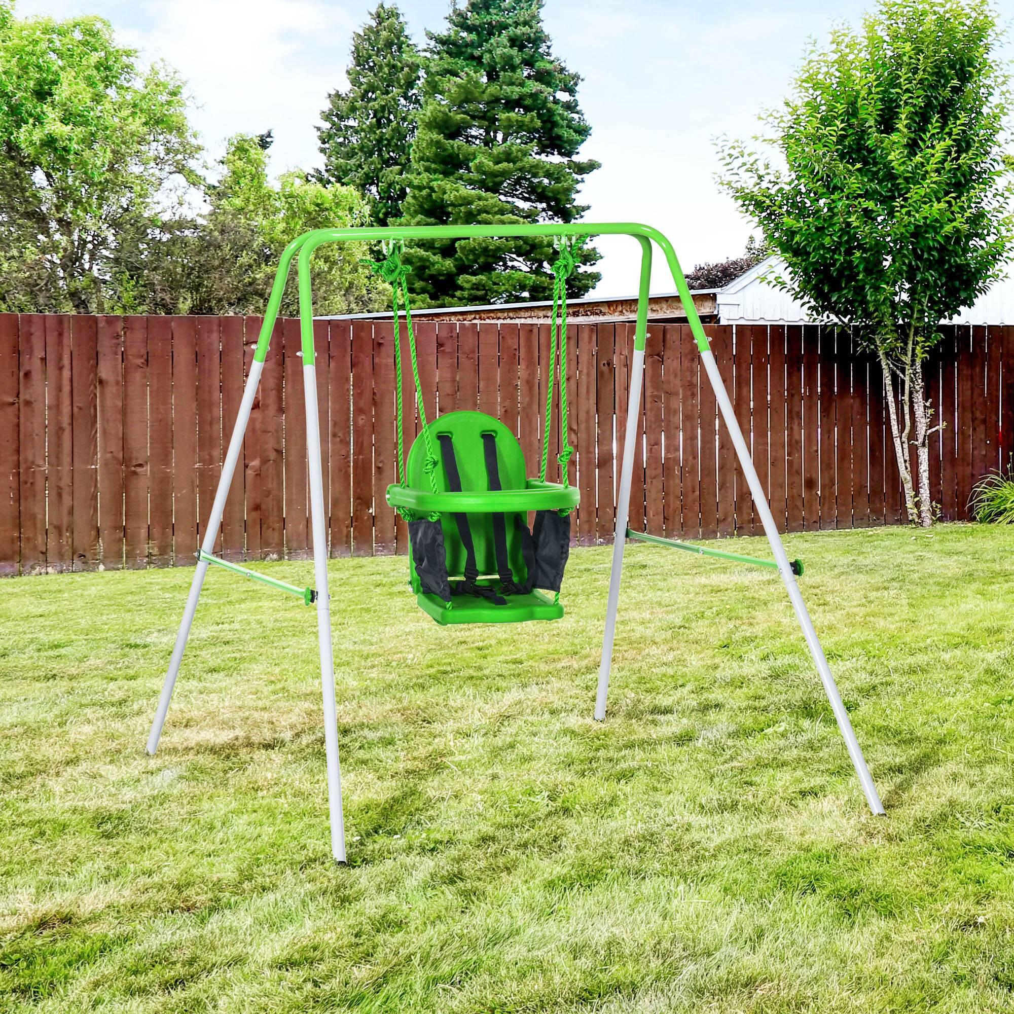 Baloiço Infantil com Encosto Alto e Arnês de Segurança verde 2/7