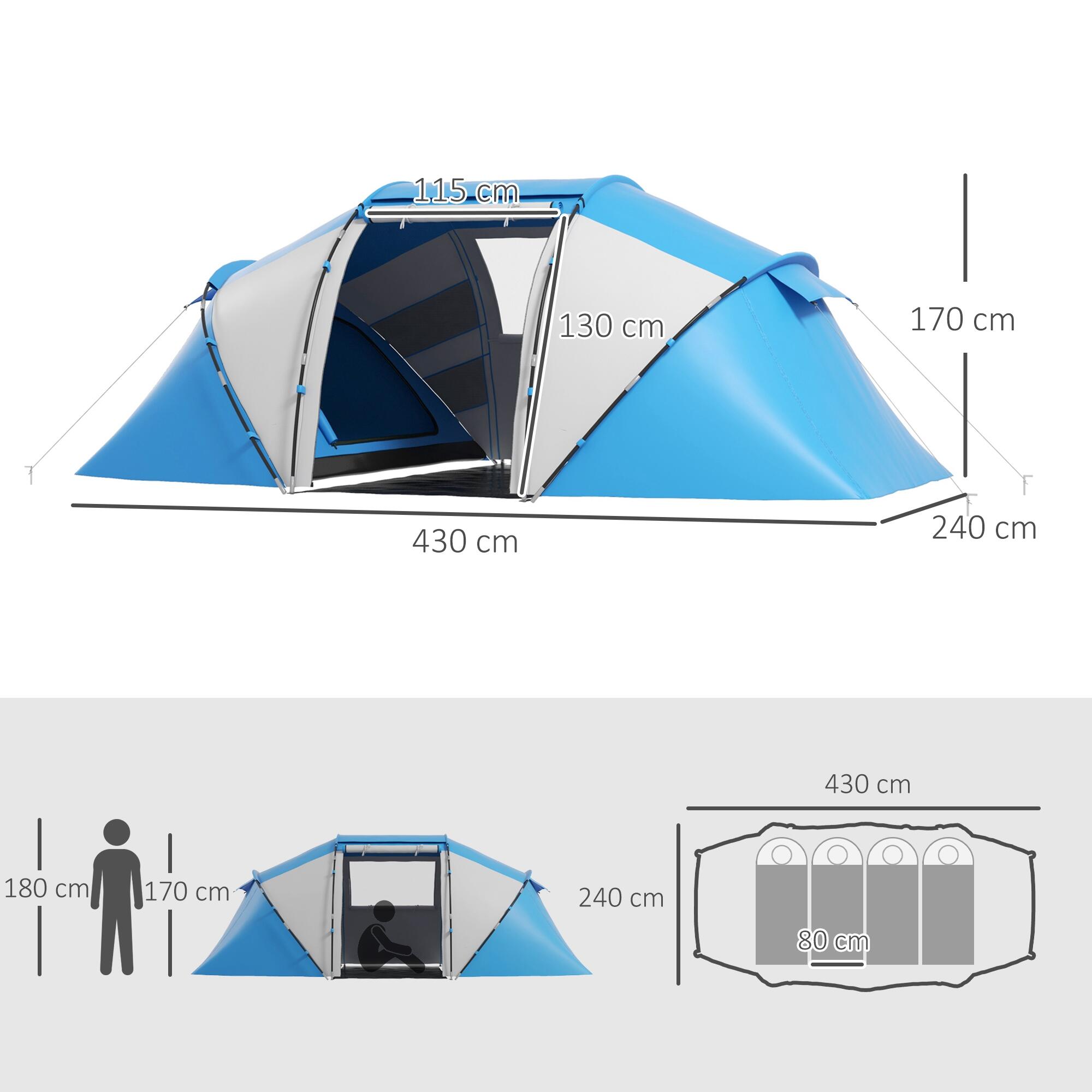 Tienda de Campaña Outsunny 430x240x170 cm Azul y Blanco 3/8