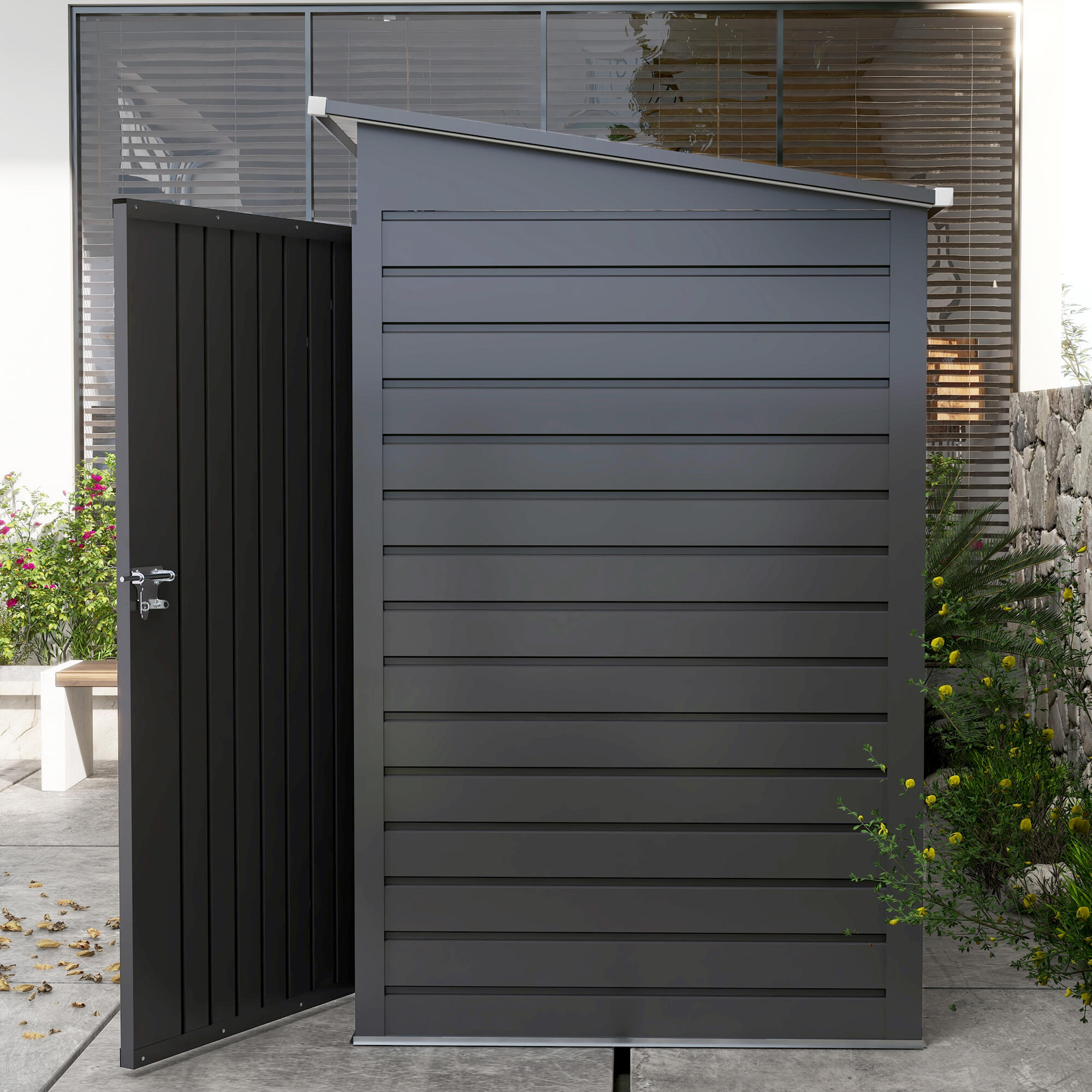 Caseta almacenamiento bicicletas Outsunny 249x121x183 cm Gris 7/8