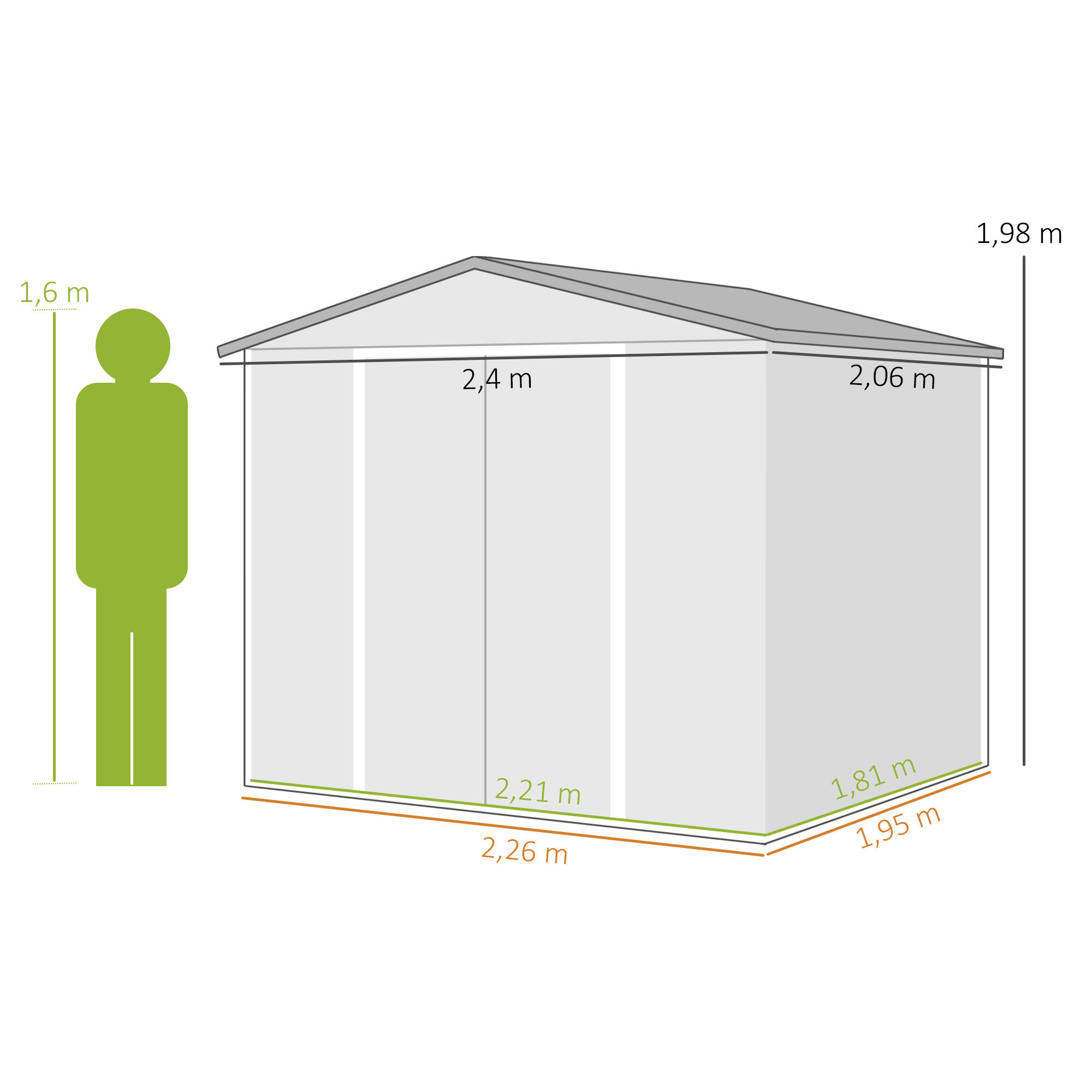 Abrigo de exterior 240x206x198 cm teca Outsunny 3/7