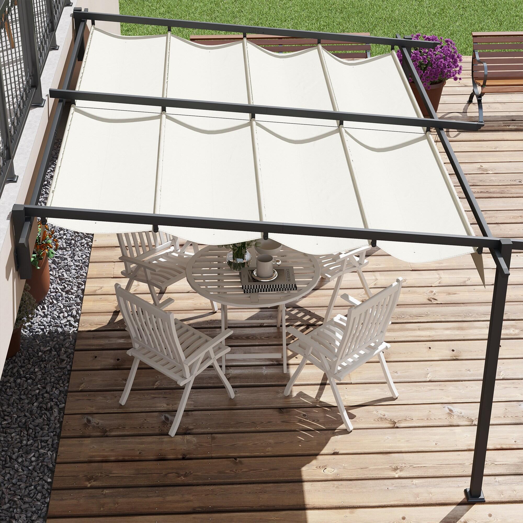 Pérgola Outsunny 397x297x230 cm Crema 4/7