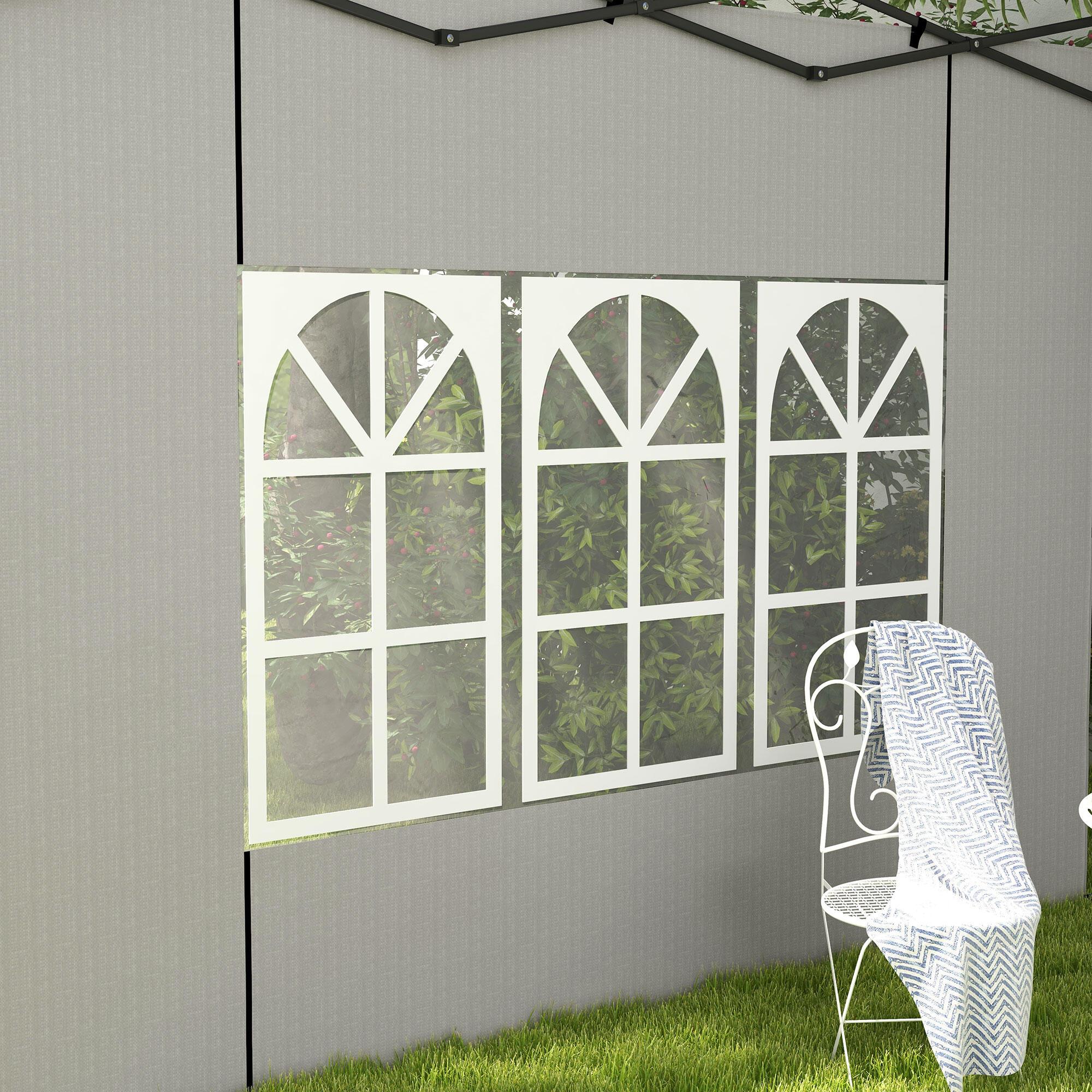 Paredes Laterales Outsunny 293x193 cm Blanco 5/7