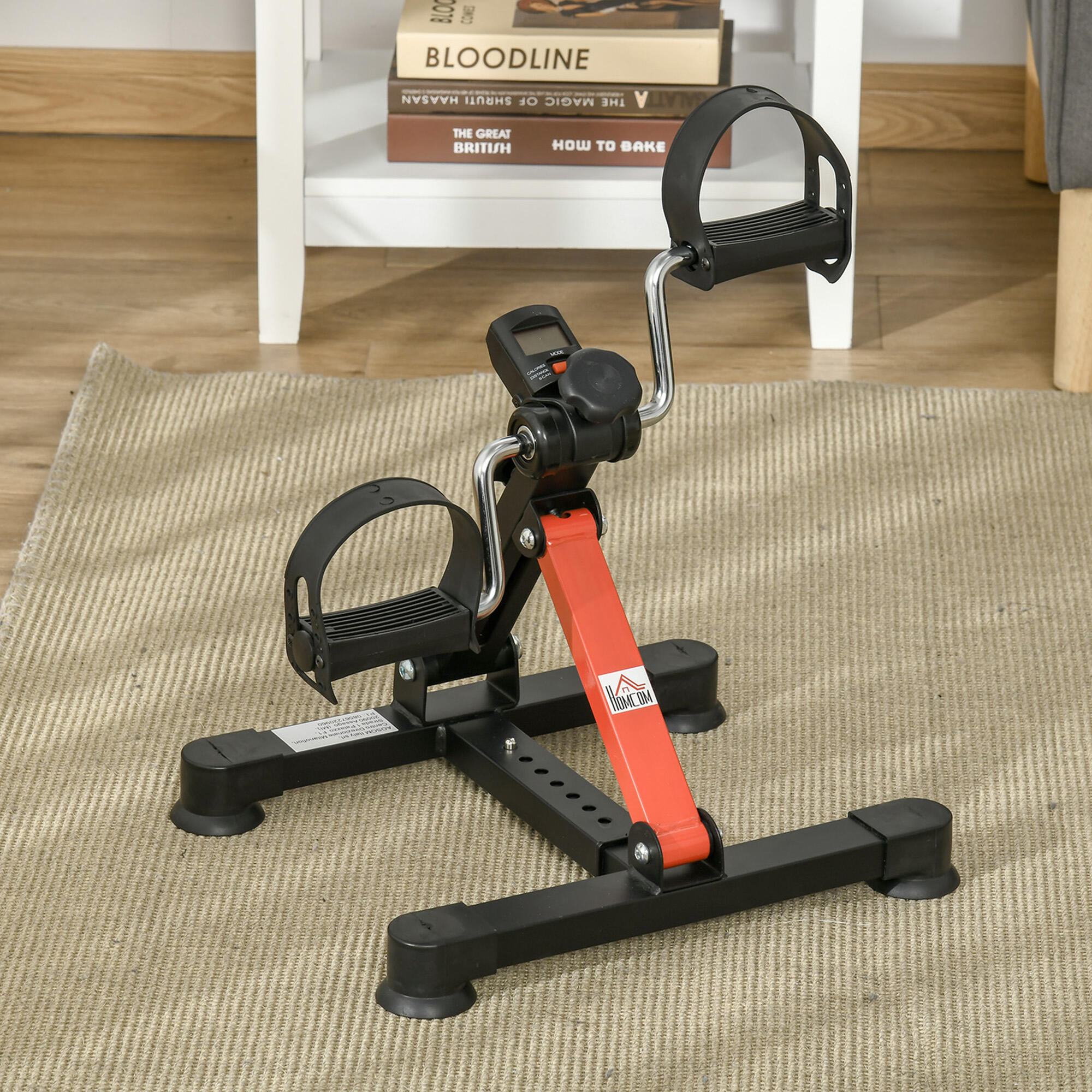 Mini Bicicleta Estática (33-43)x40x(24,5-34,5)cm Preto e Vermelho HOMCOM 2/7