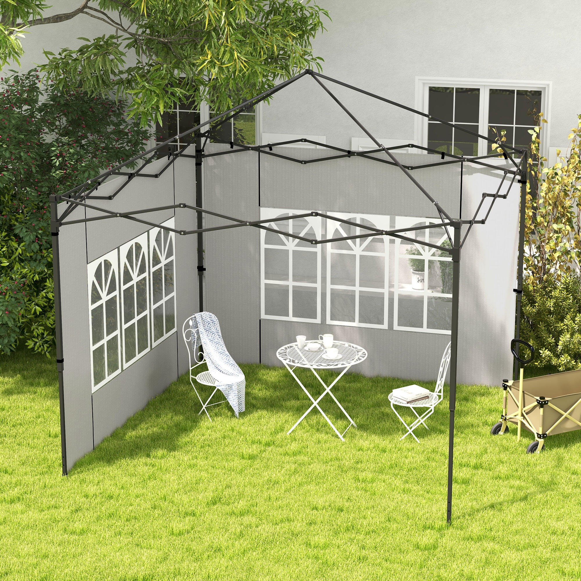 Paredes Laterales Outsunny 293x193 cm Blanco 2/7
