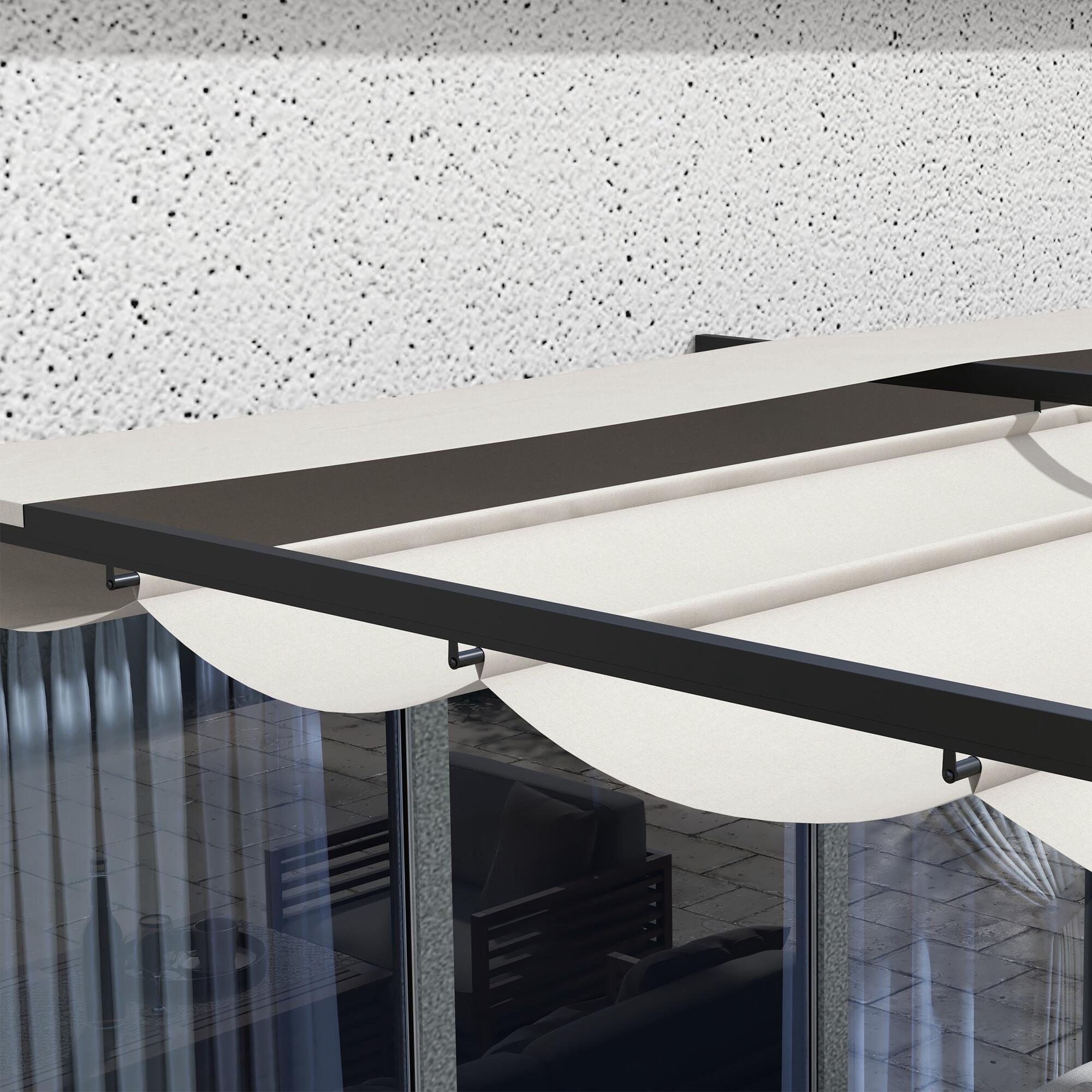 Pérgola de parede 390x290x220 cm creme branco Outsunny 4/7