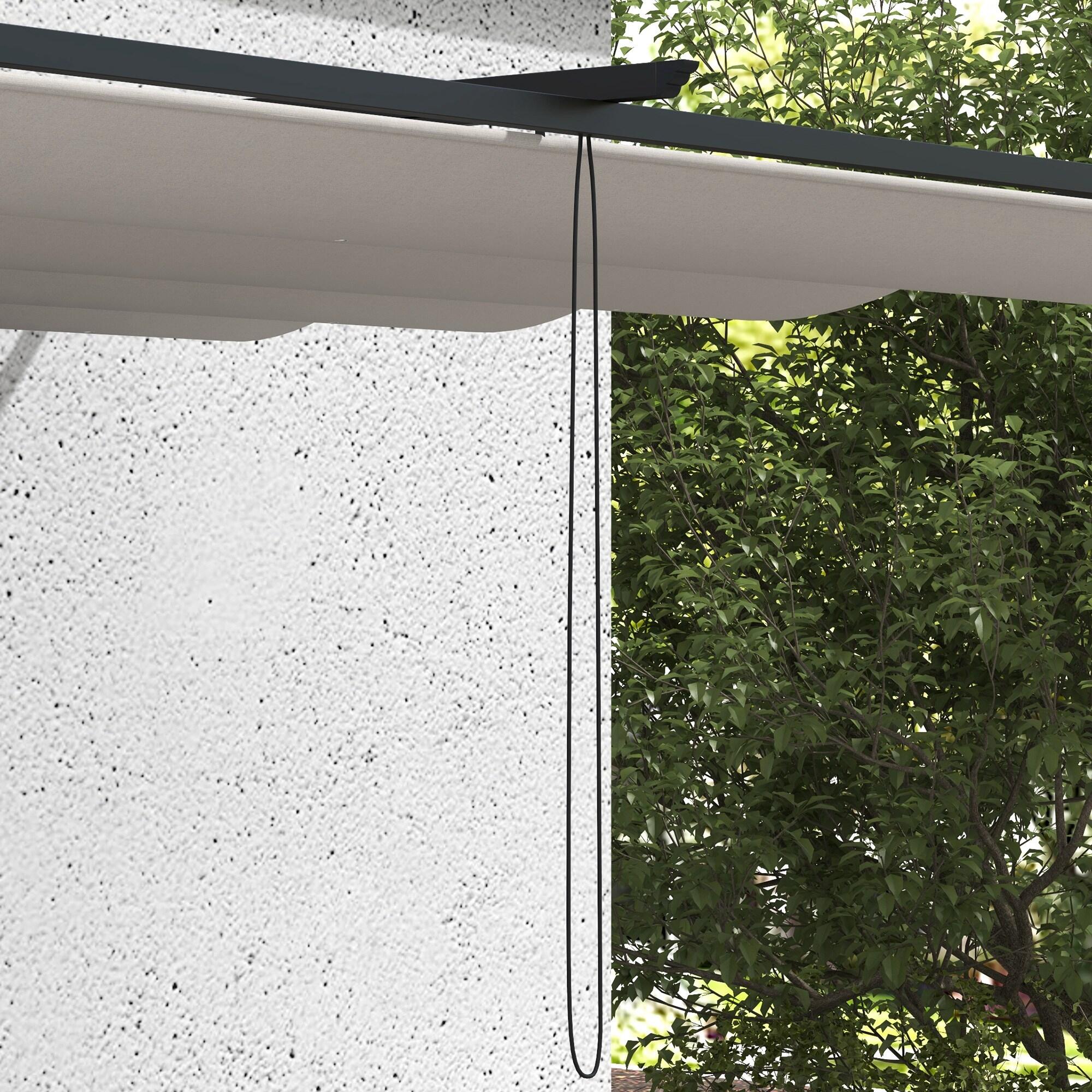 Pérgola de parede 390x290x220 cm creme branco Outsunny 5/7