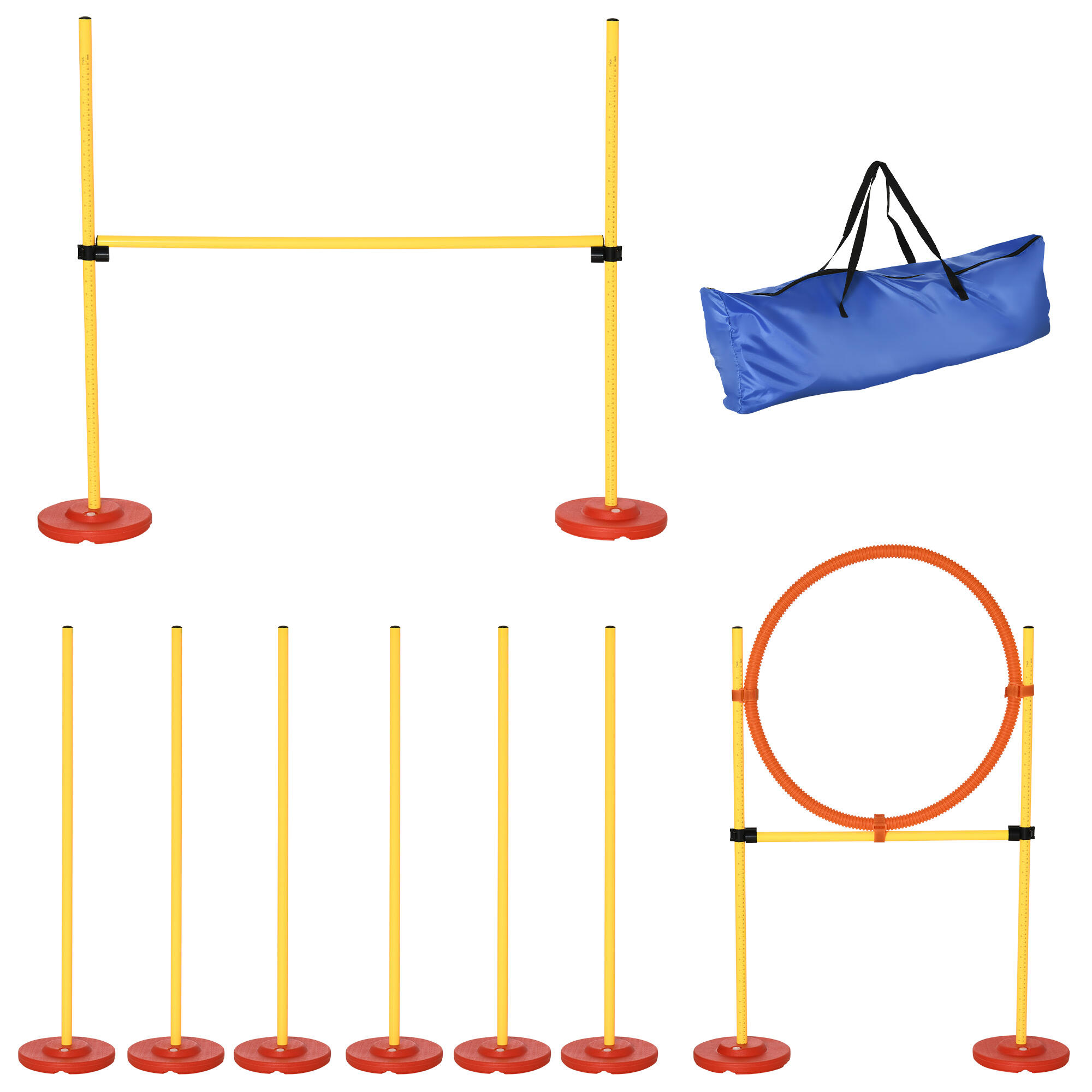PAWHUT Agility para cães PawHut 90x23x100 cm amarelo