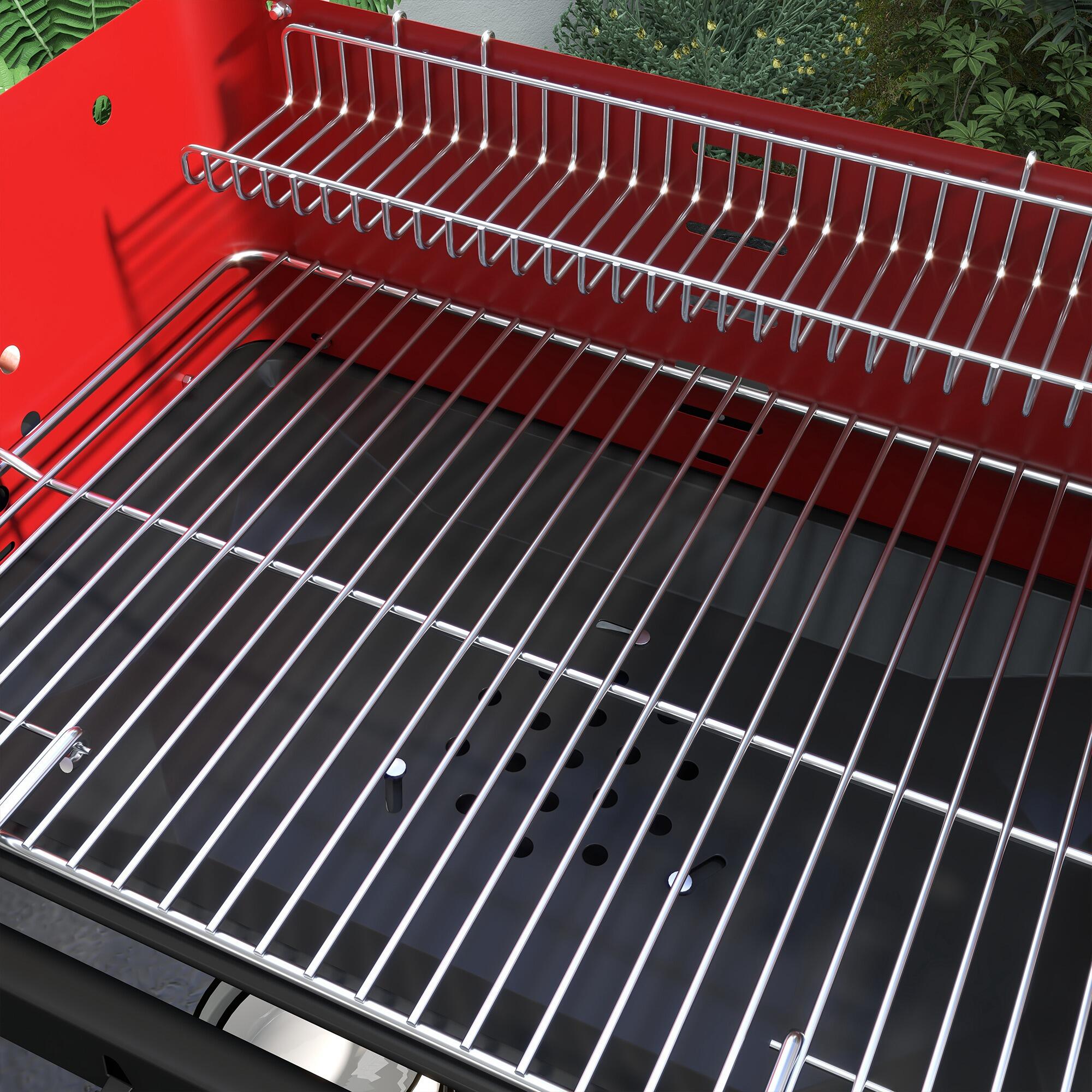 Barbacoa de Carbón Outsunny 103x47x95 cm Rojo 5/7