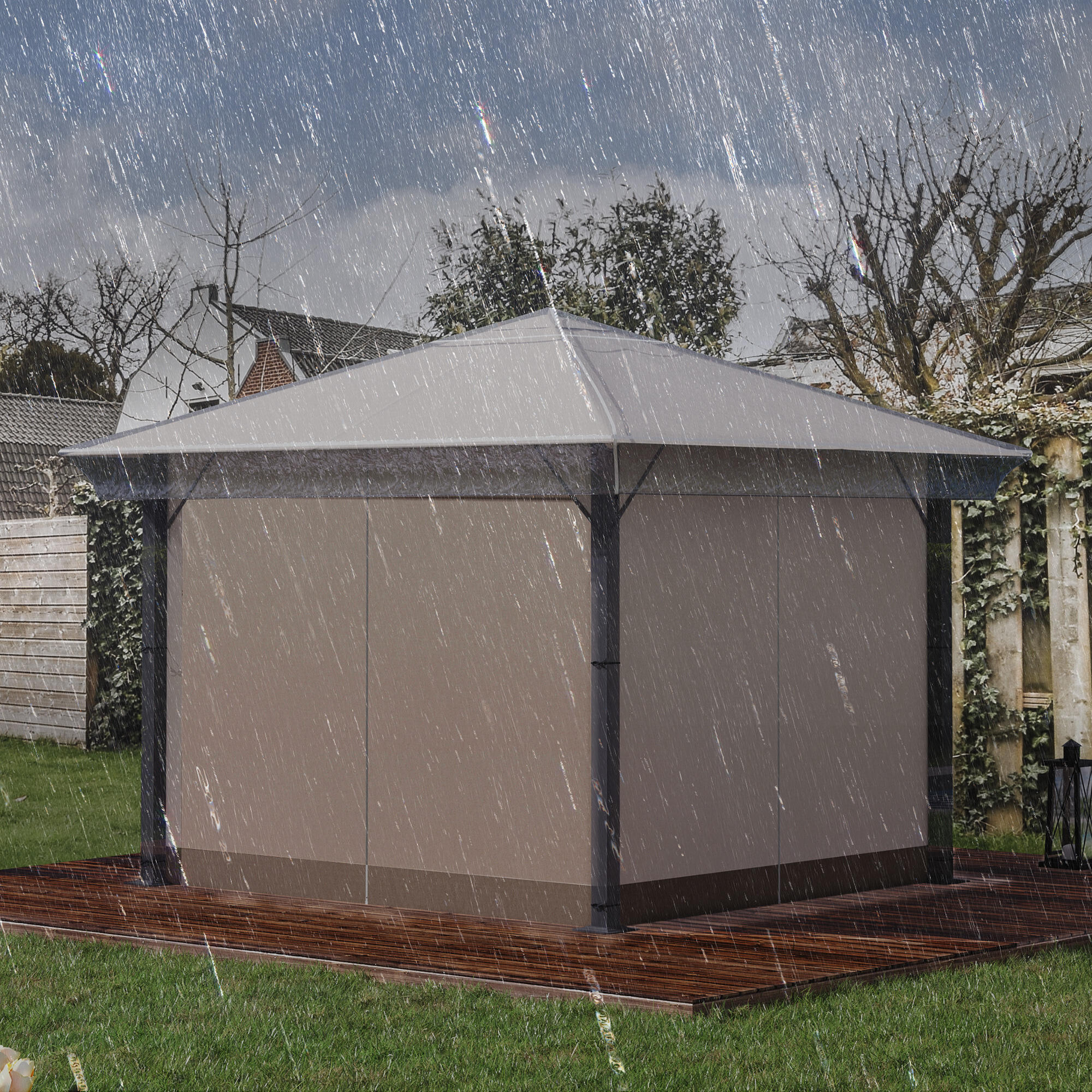 carpa eventos deportivos Outsunny 300x300x80 cm Transparente 2/7