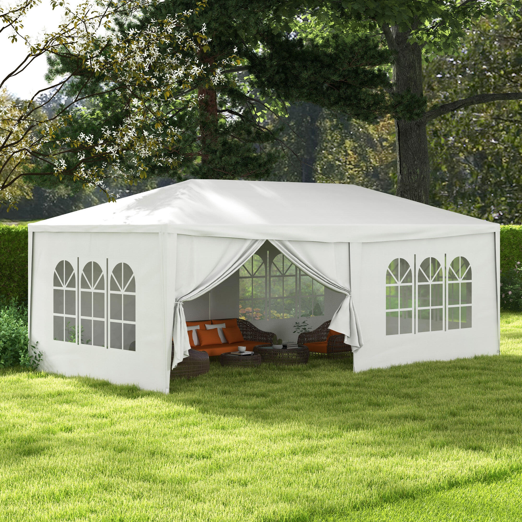 Carpa para eventos deportivos Outsunny 583x293x250 cm Blanco 2/8