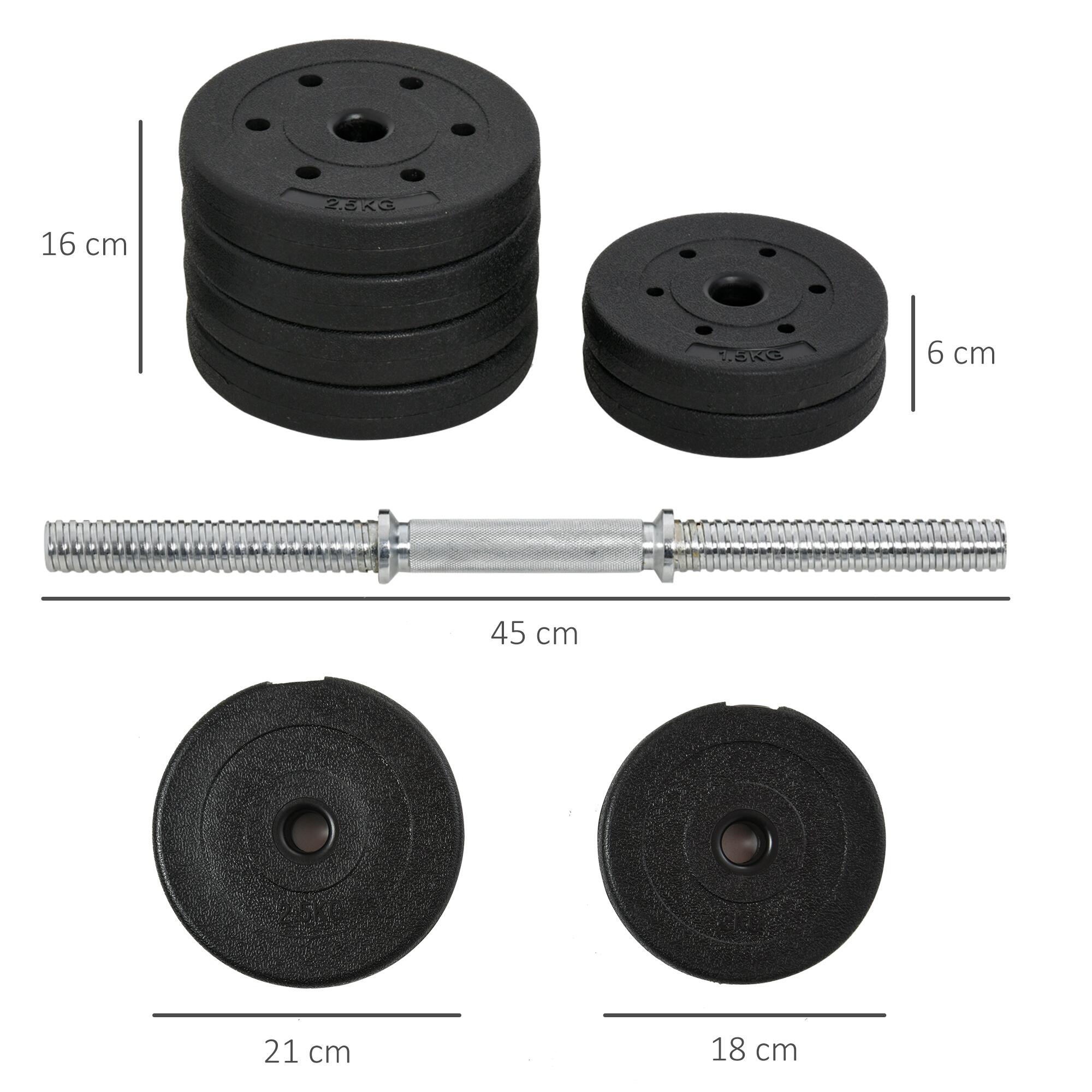 Conjunto de Halteres 43x18x7.5 cm Preto HOMCOM 3/7