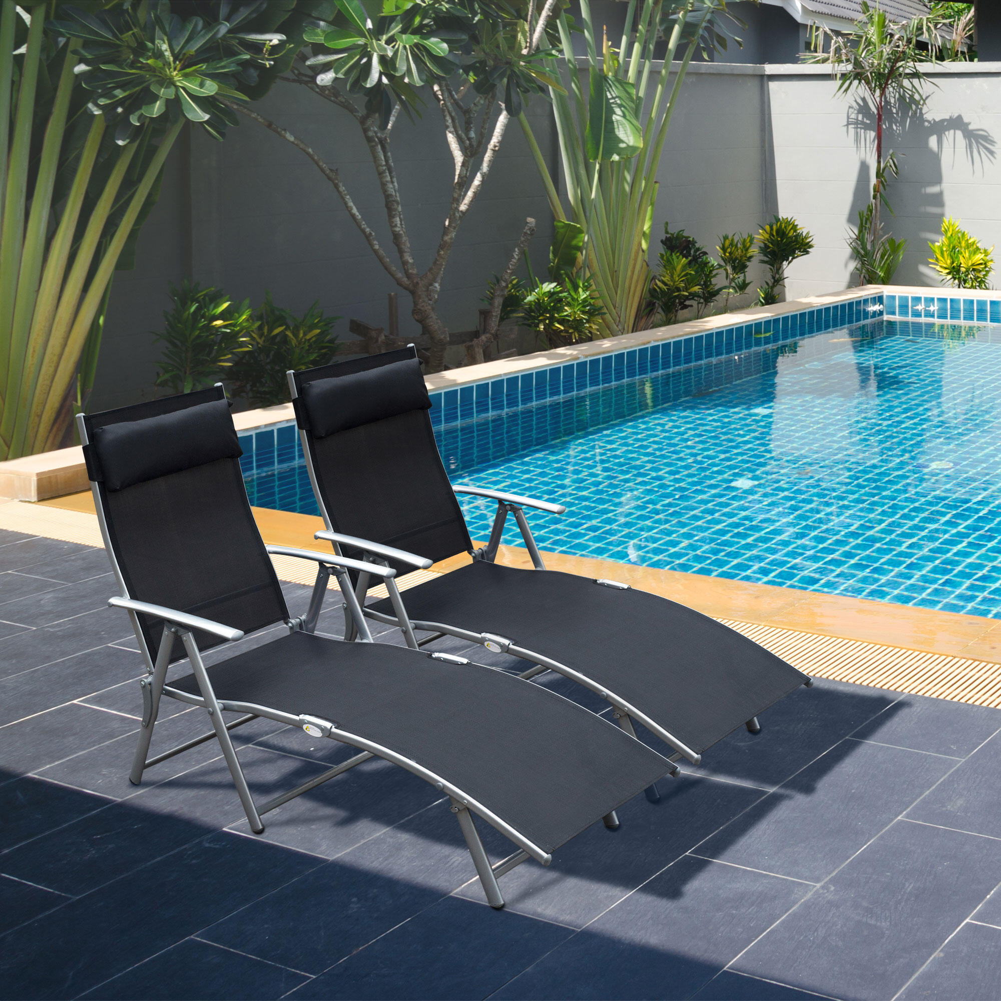 Conjunto de 2 espreguiçadeiras 137x63,5x100,5 cm preto Outsunny 2/7