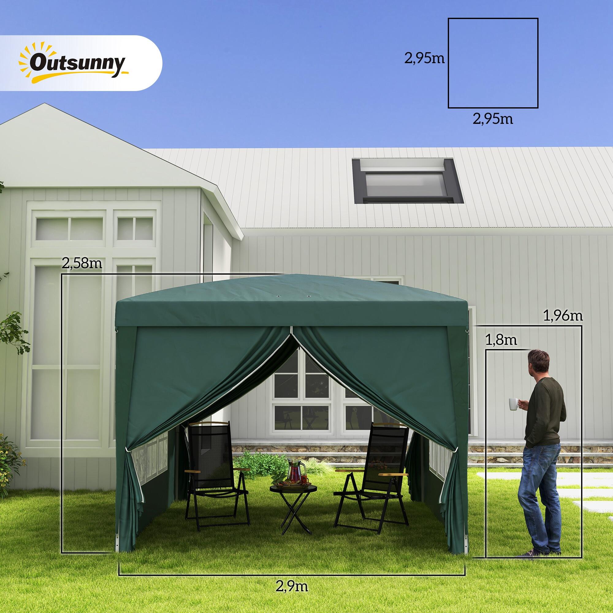 Tenda de exterior Outsunny 295x295x196-258 cm verde 3/7