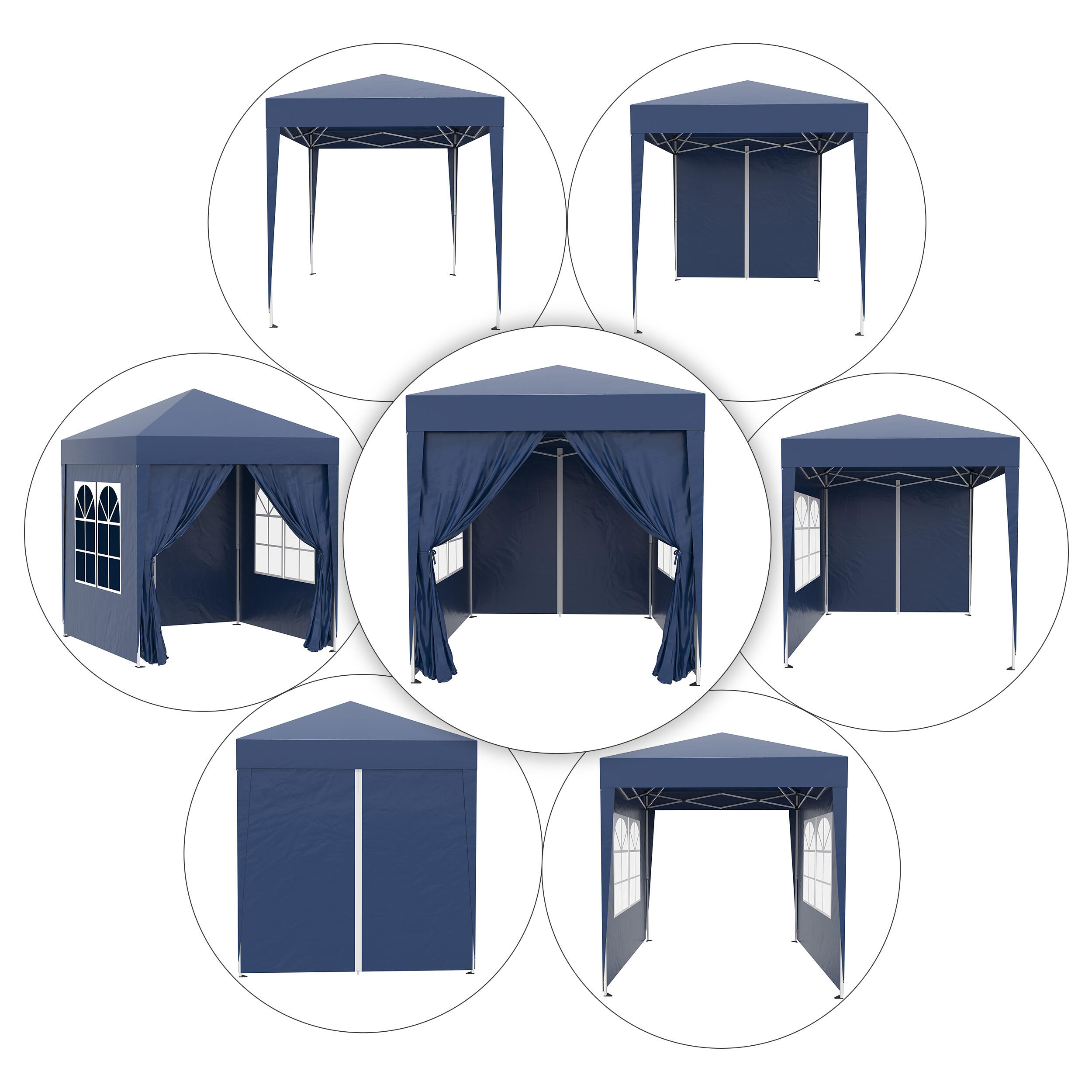 Carpa Plegable Outsunny 200x200x245 cm Azul 5/7