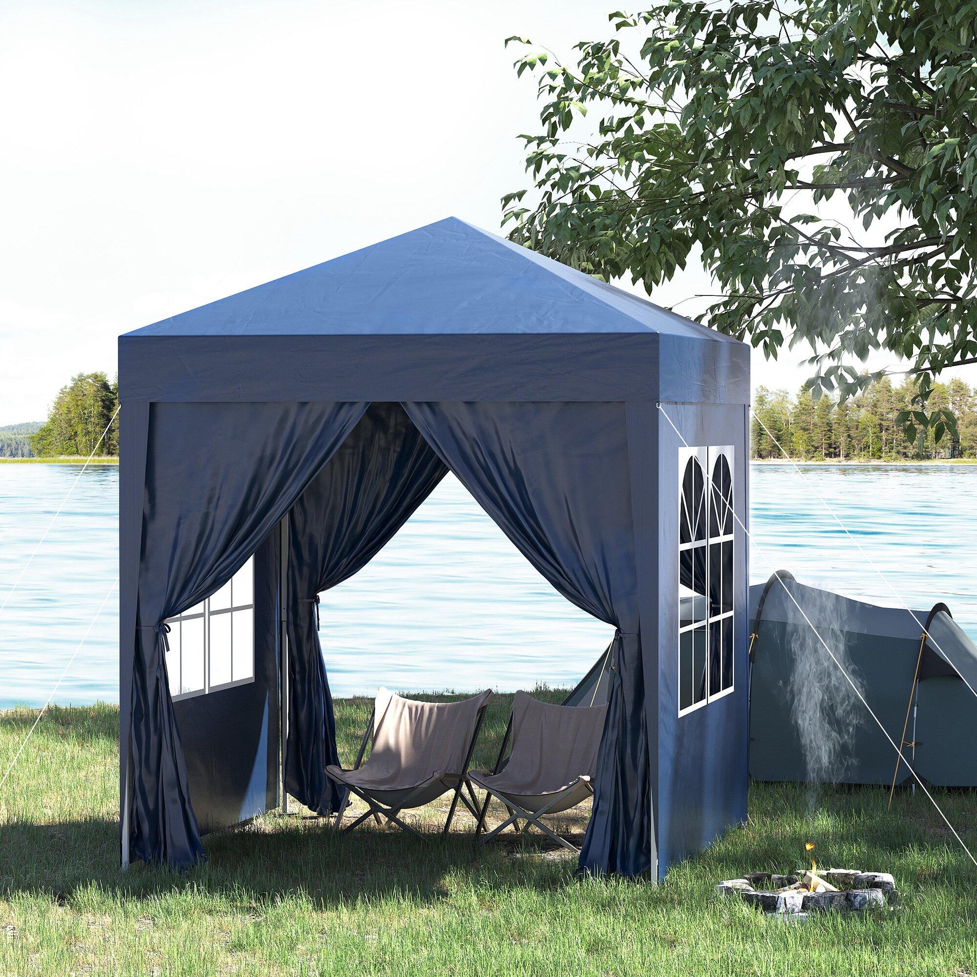 Carpa Plegable Outsunny 200x200x245 cm Azul 2/7