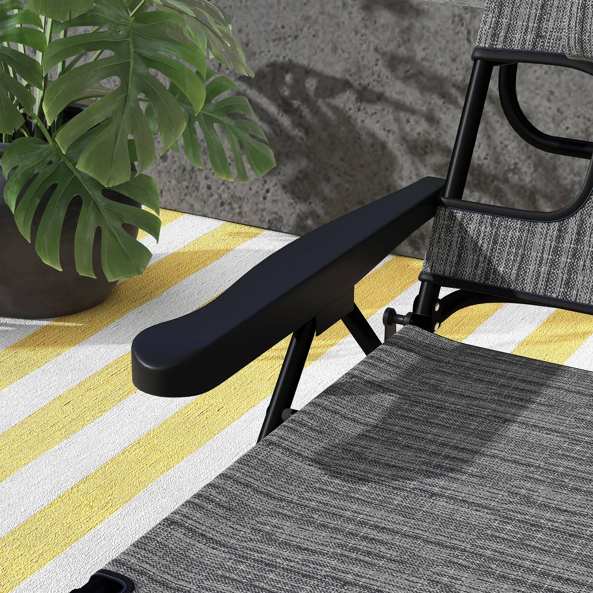 Tumbona Plegable Outsunny 194x72x31 cm Gris 5/7