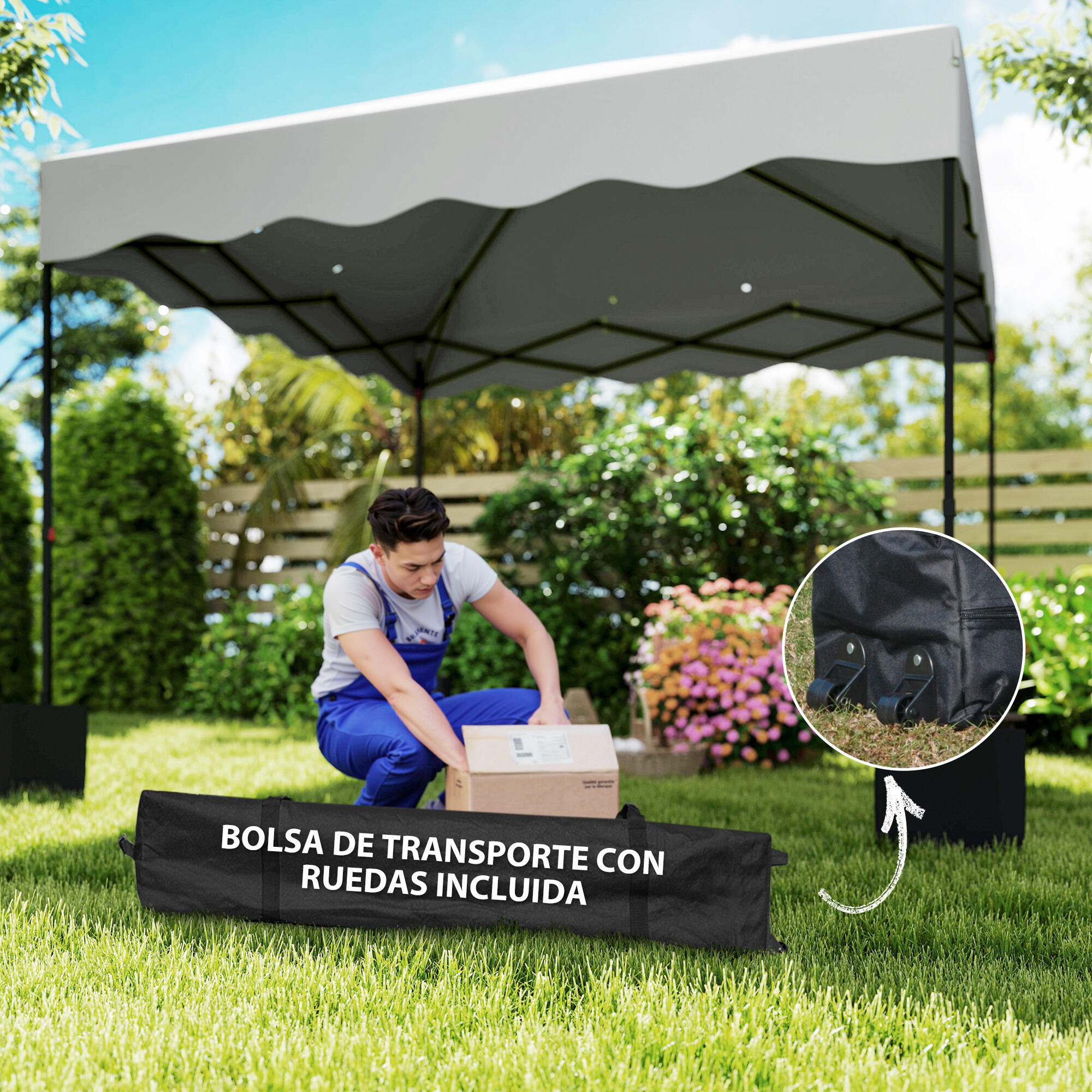Tenda dobrável 297x297x287 cm branco Outsunny 7/7