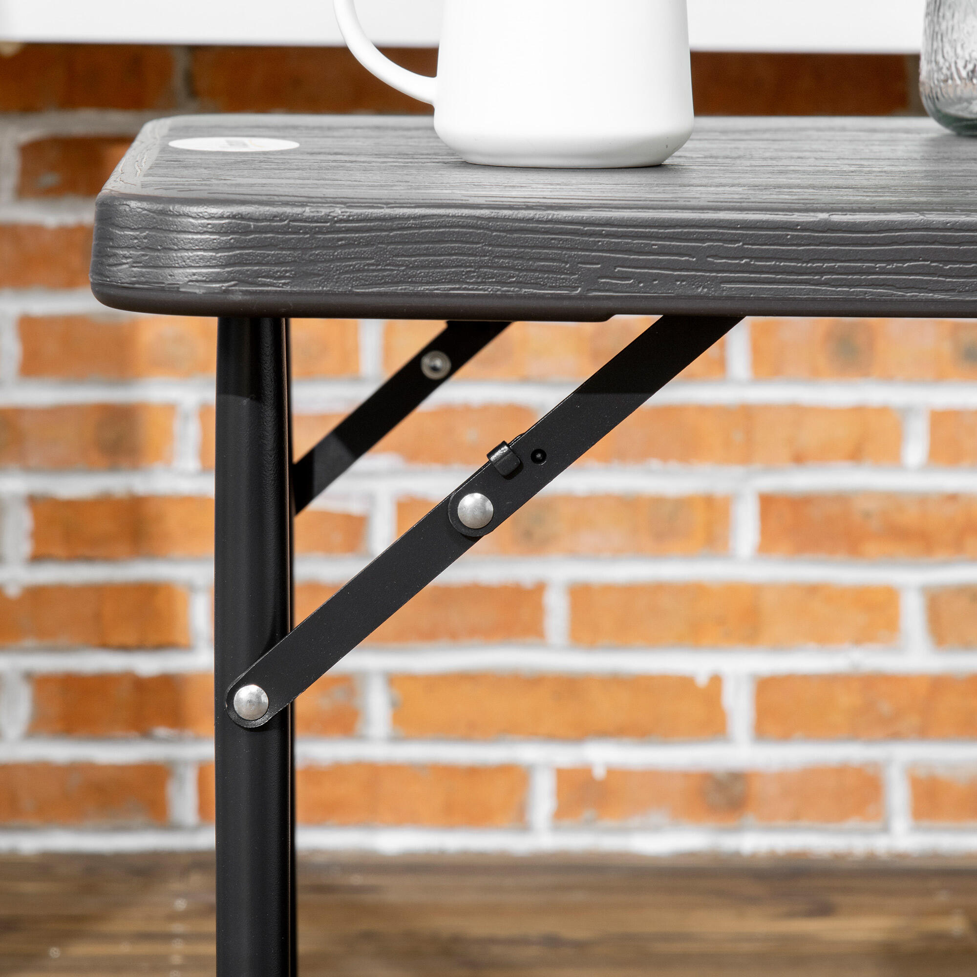 Mesa de camping plegable altura ajustable Outsunny 118x60x74cm gris oscuro 5/7
