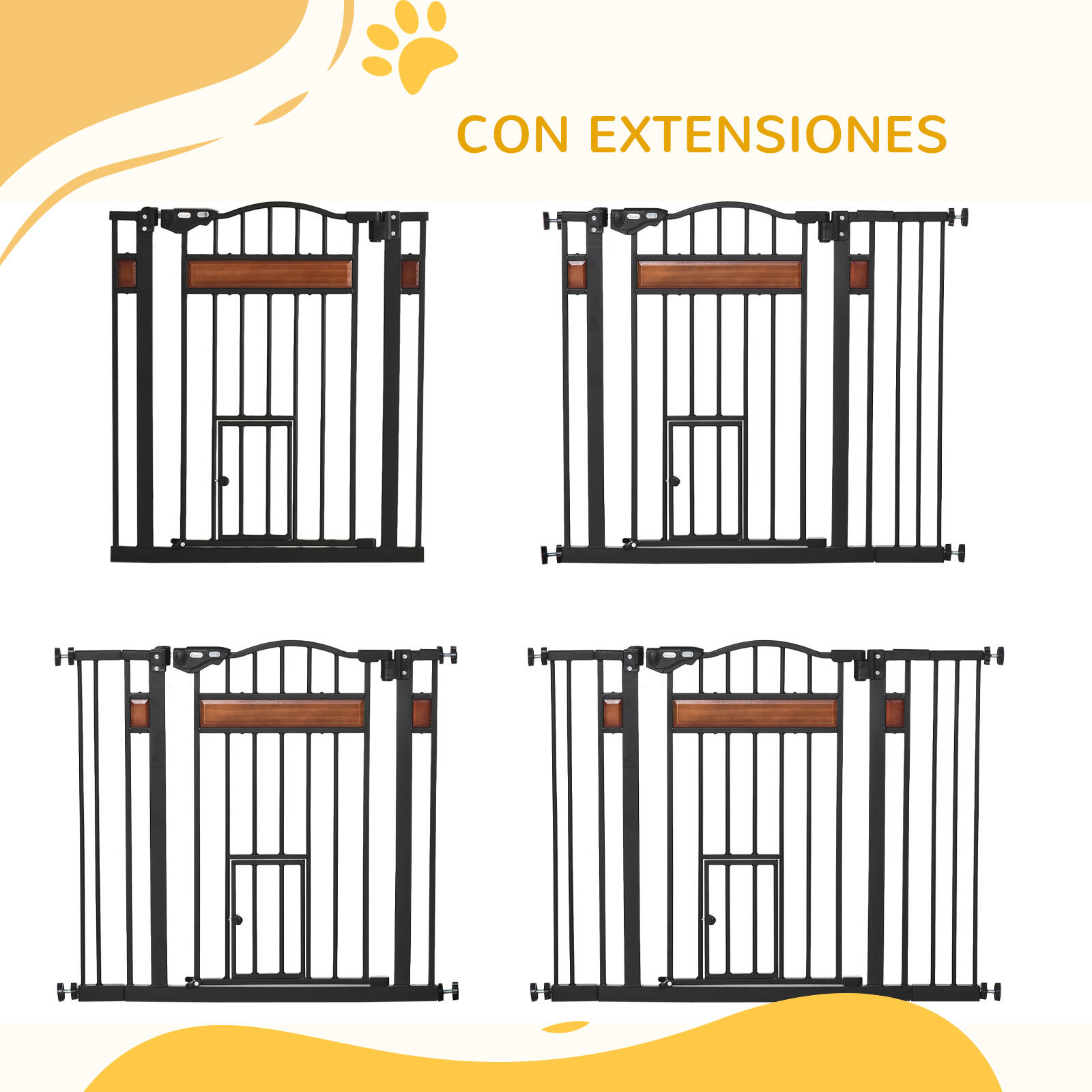 Barrera de Seguridad de Perros PawHut 105x4x76.2 cm Negro 4/7