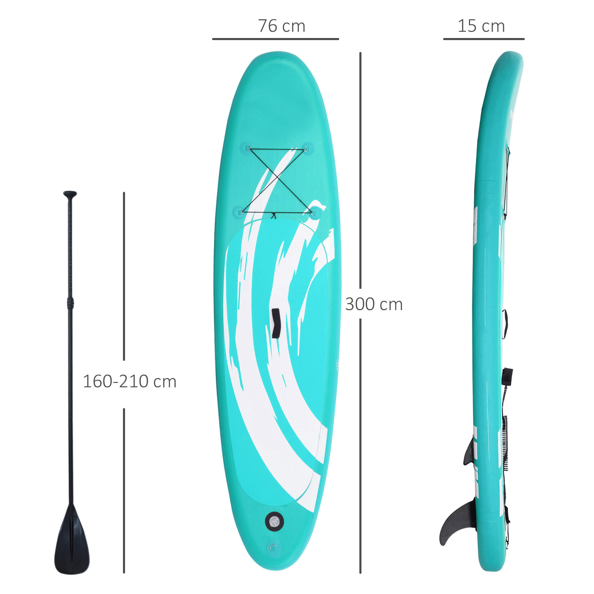 Tabla de Paddle Surf Hinchable Outsunny 300x76x15 cm Azul 3/7